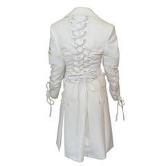 Gianni Versace Vintage Corset Leather Lace Tie Coat