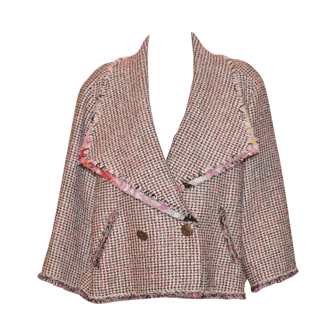 Chanel Spring 2011 RTW Pink Black Tweed Collar Jacket