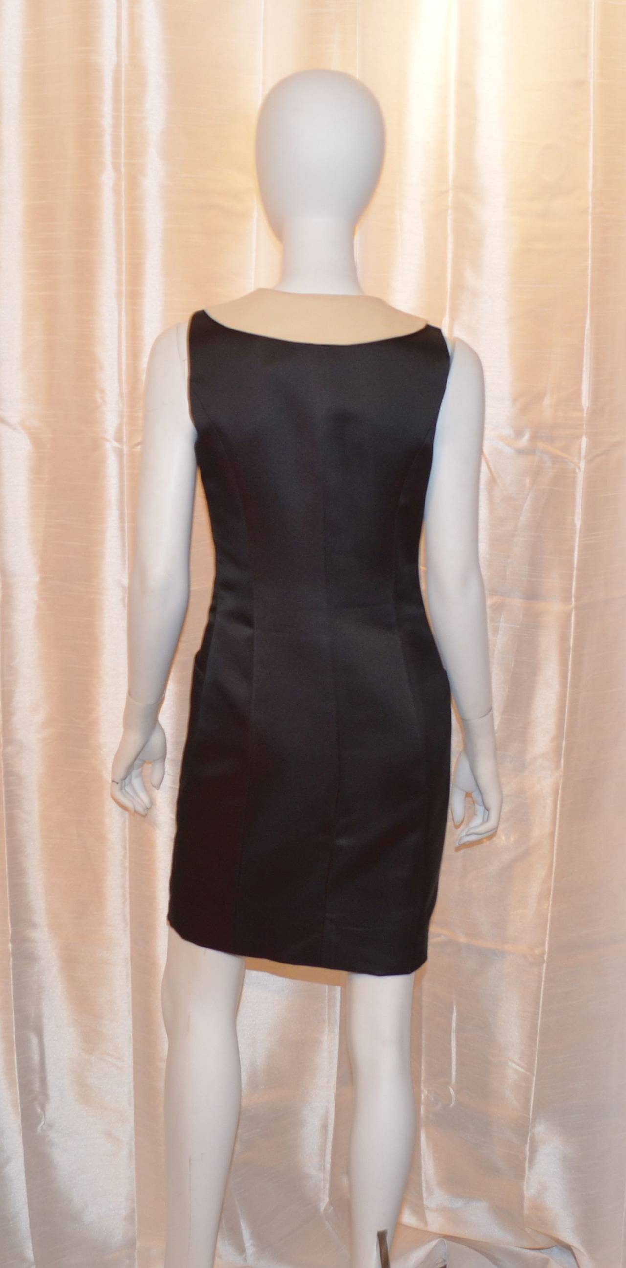 Chanel 2008 Fall RTW Black Silk Satin Dress Pleated Bib Collar For Sale ...