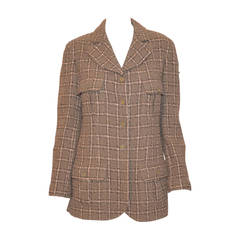 Chanel 1995 A Olive Taupe Tweed Jacke