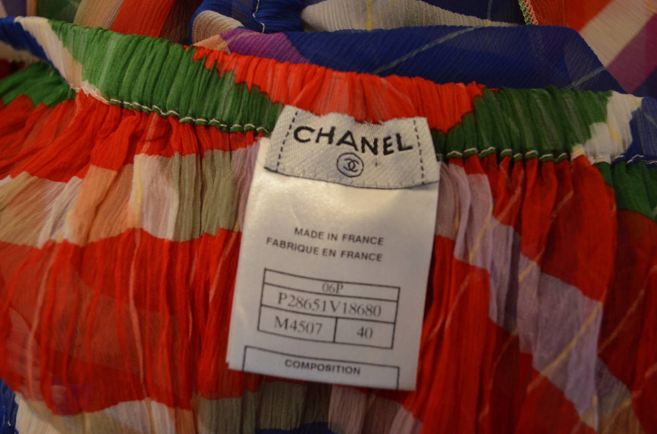 Women's Chanel 2006 Spring RTW MultiColor Peasant Blouse Print Top