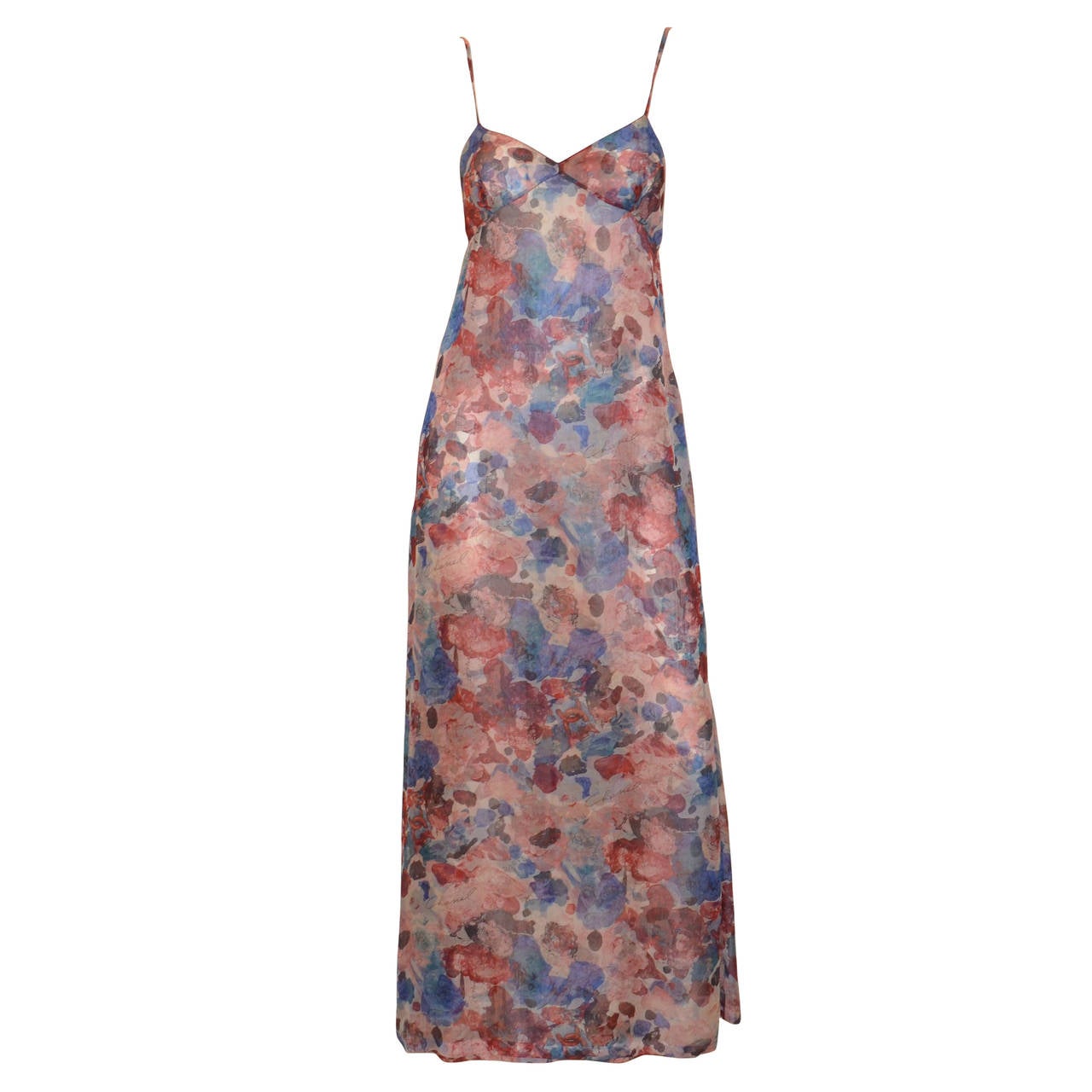 Chanel 1999 Cruise Collection Floral Silk Dress Slip Maxi Gown at 1stdibs