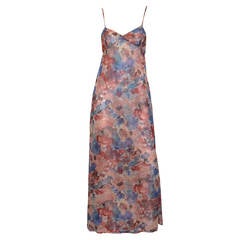 Chanel 1999 Cruise Collection Floral Silk Dress Slip Maxi Gown
