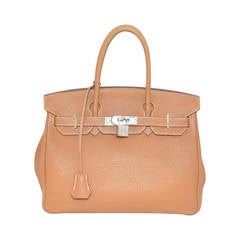 Hermes 30cm Caramel/Gold Togo Leather Palladium Birkin 2007