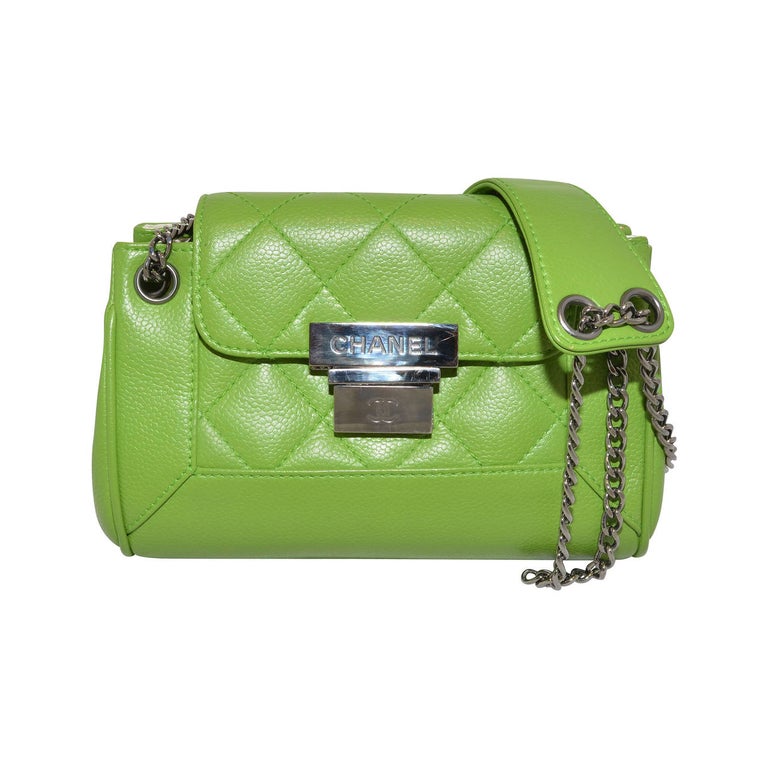 Chanel 2003-2004 Green Caviar Mini Quilted Chain Shoulder Bag at 1stDibs