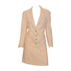 Chanel 2007 Spring RTW Cream Wool Blend Skirt Suit Ensemble 12