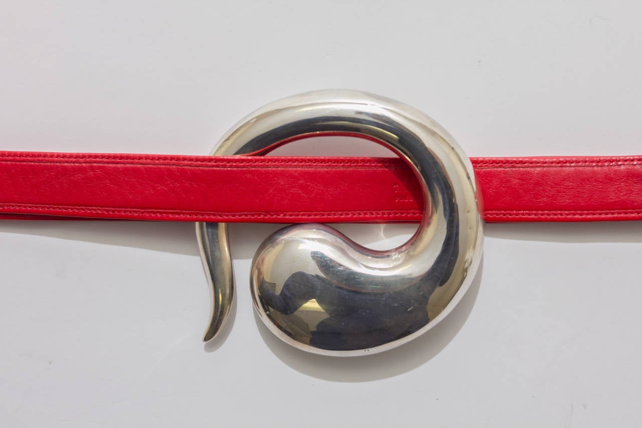 Women's Elsa Peretti for Tiffany Sterling Silver Belt with Both Red and Black Straps