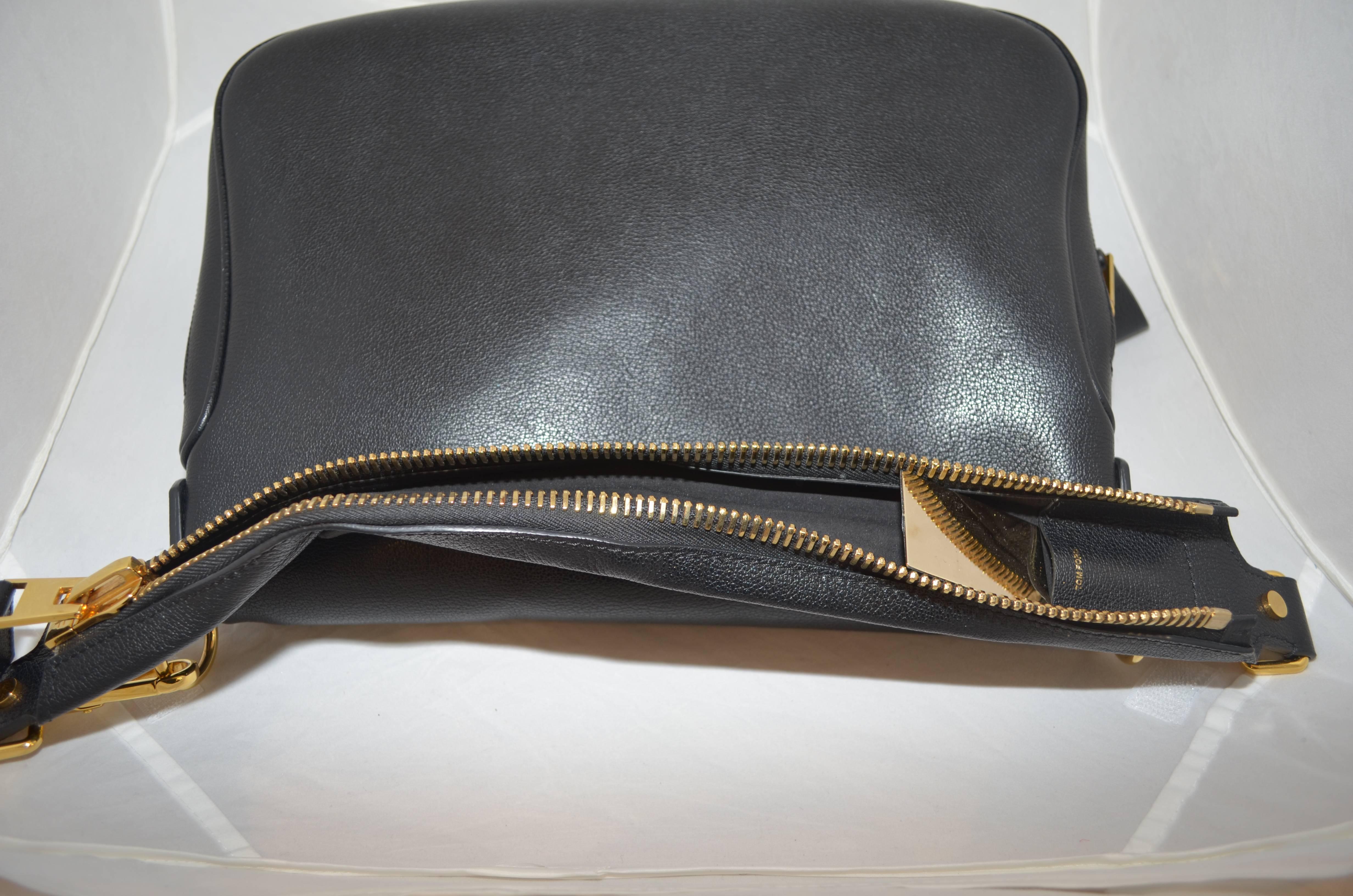 Tom Ford Black Large Leather Jennifer Bag In Excellent Condition In Carmel, CA