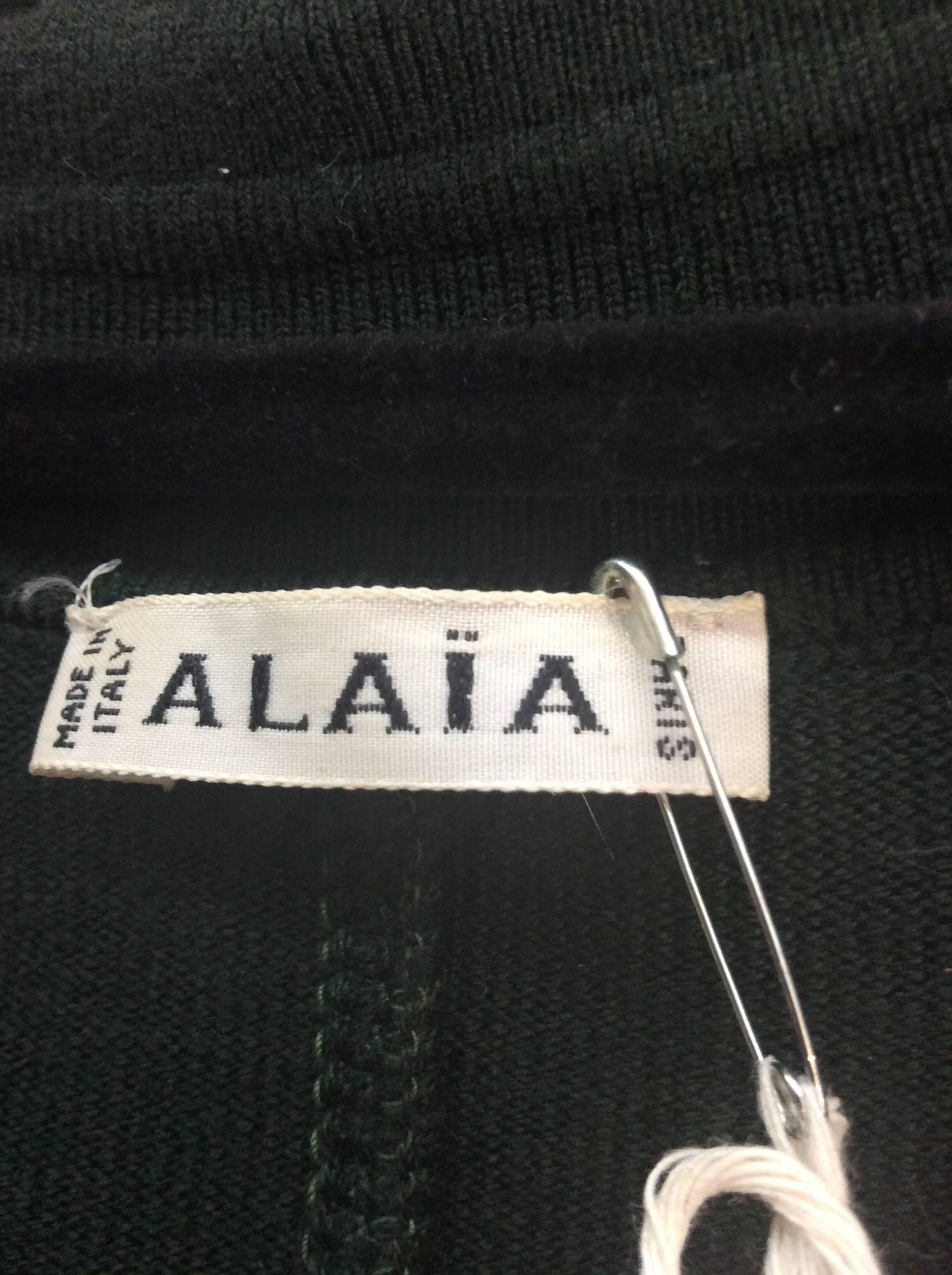 Alaïa Vintage Forest Green Wool Knit Long-Sleeve Dress In Good Condition In Carmel, CA