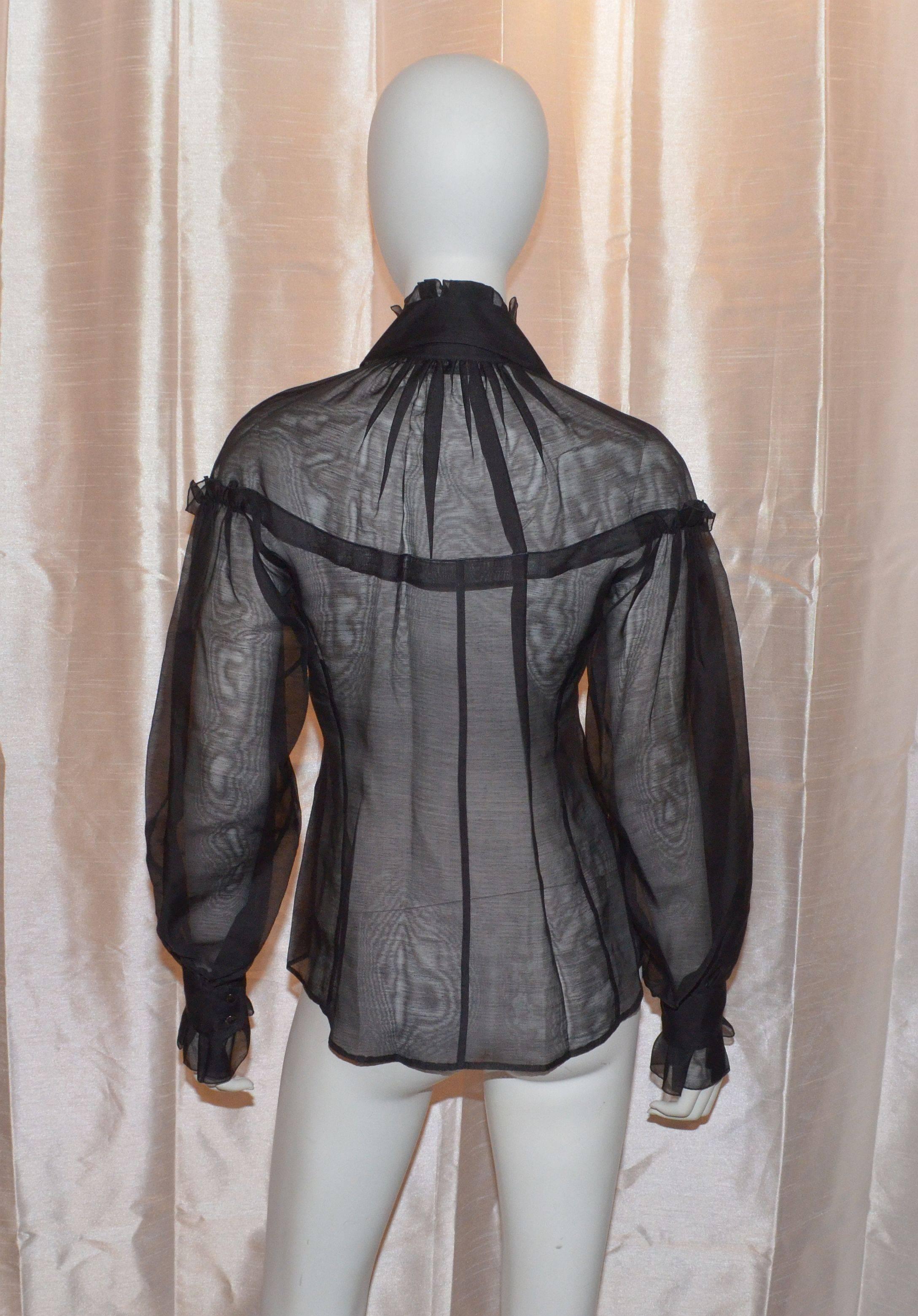 Yves Saint Laurent Silk Peasant Blouse In Excellent Condition In Carmel, CA