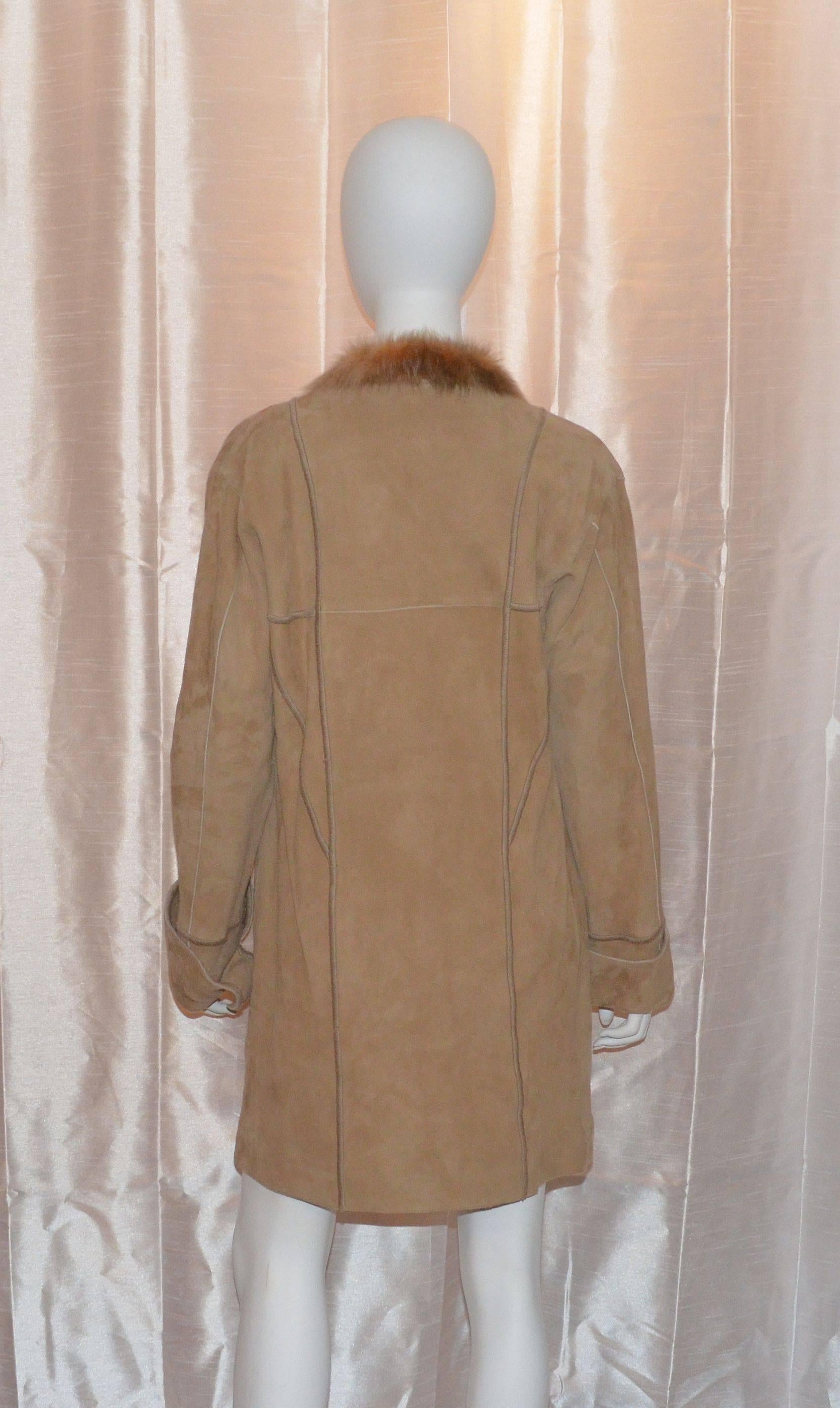 Fendi Suede Embroidered Bohemian Coat In Good Condition In Carmel, CA
