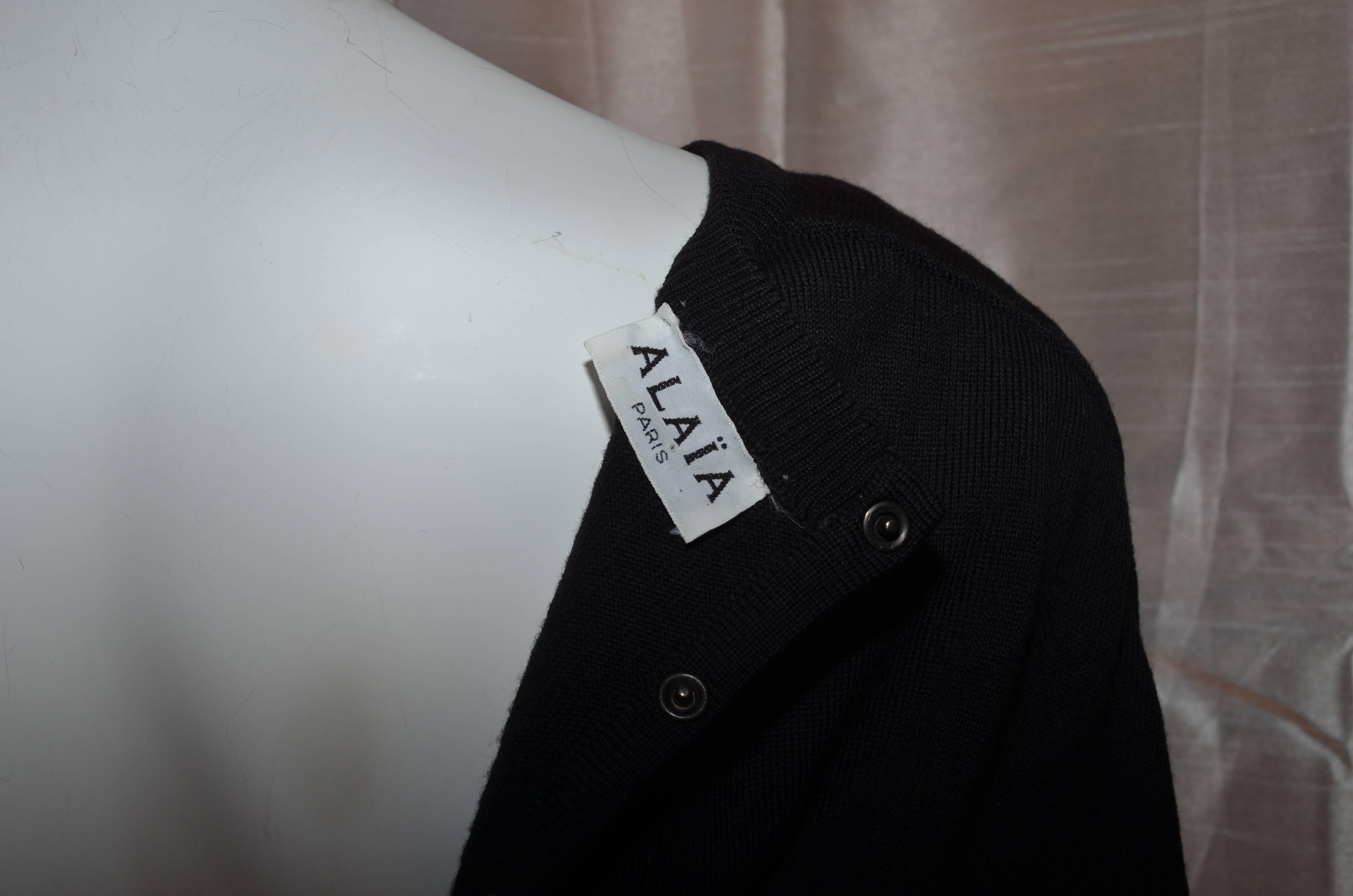 Women's Vintage Alaia Black Wool Knit Dolman Sleeve Dress