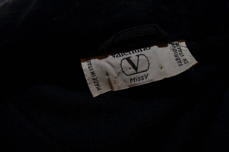 Valentino Vintage Black Wool and Velvet Cape at 1stDibs