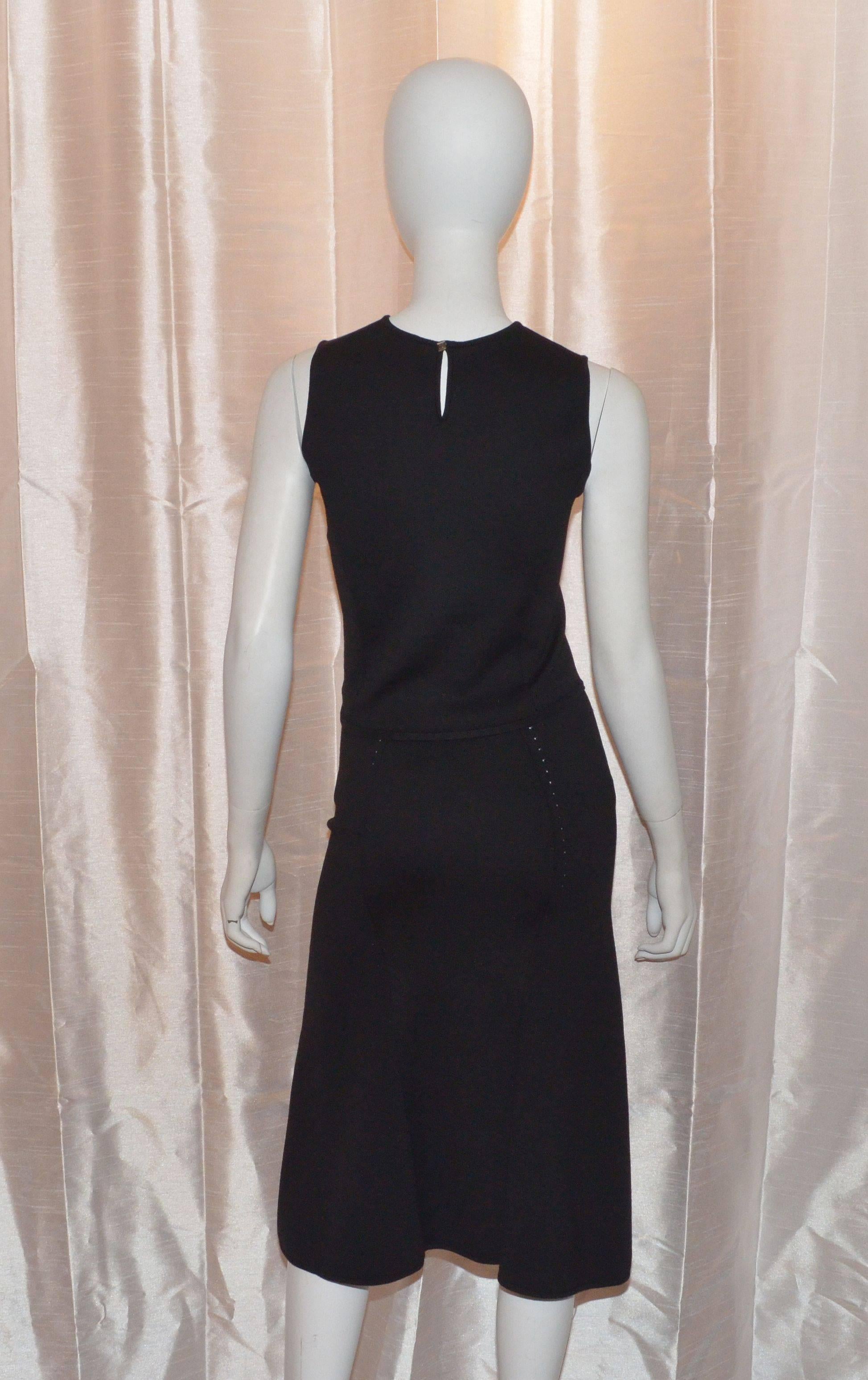 Gianni Versace Black Knit Crop Tank Top and Midi Skirt  In Excellent Condition In Carmel, CA