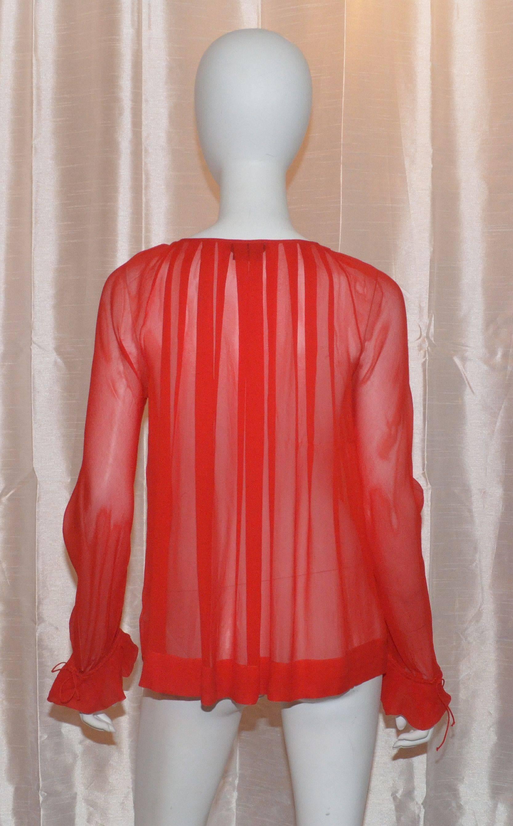 Tom Ford Silk Chiffon Peasant Blouse In Excellent Condition In Carmel, CA