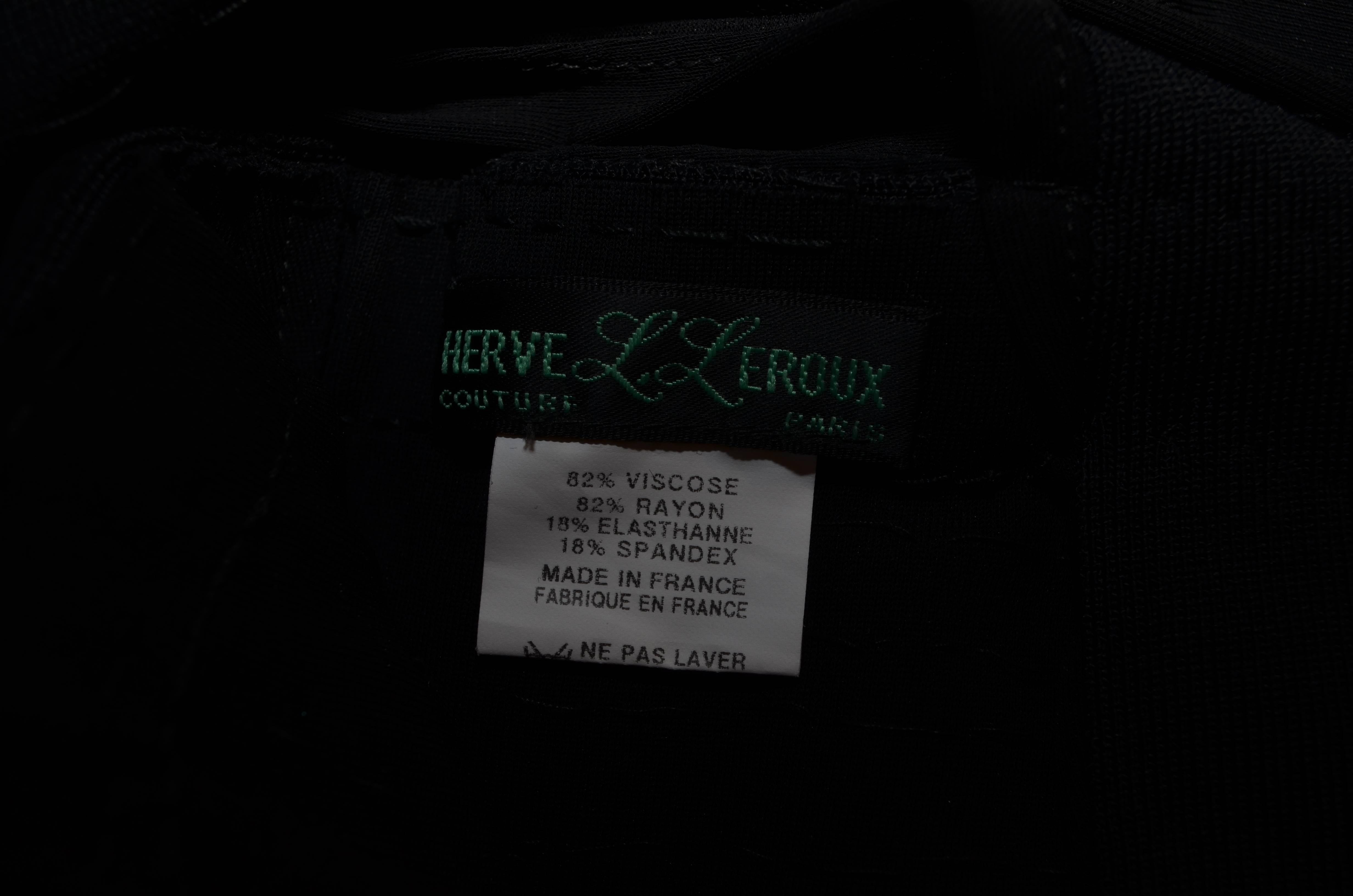 Black Herve Leroux (Leger) Couture Label LBD Jersey One Shoulder Dress 
