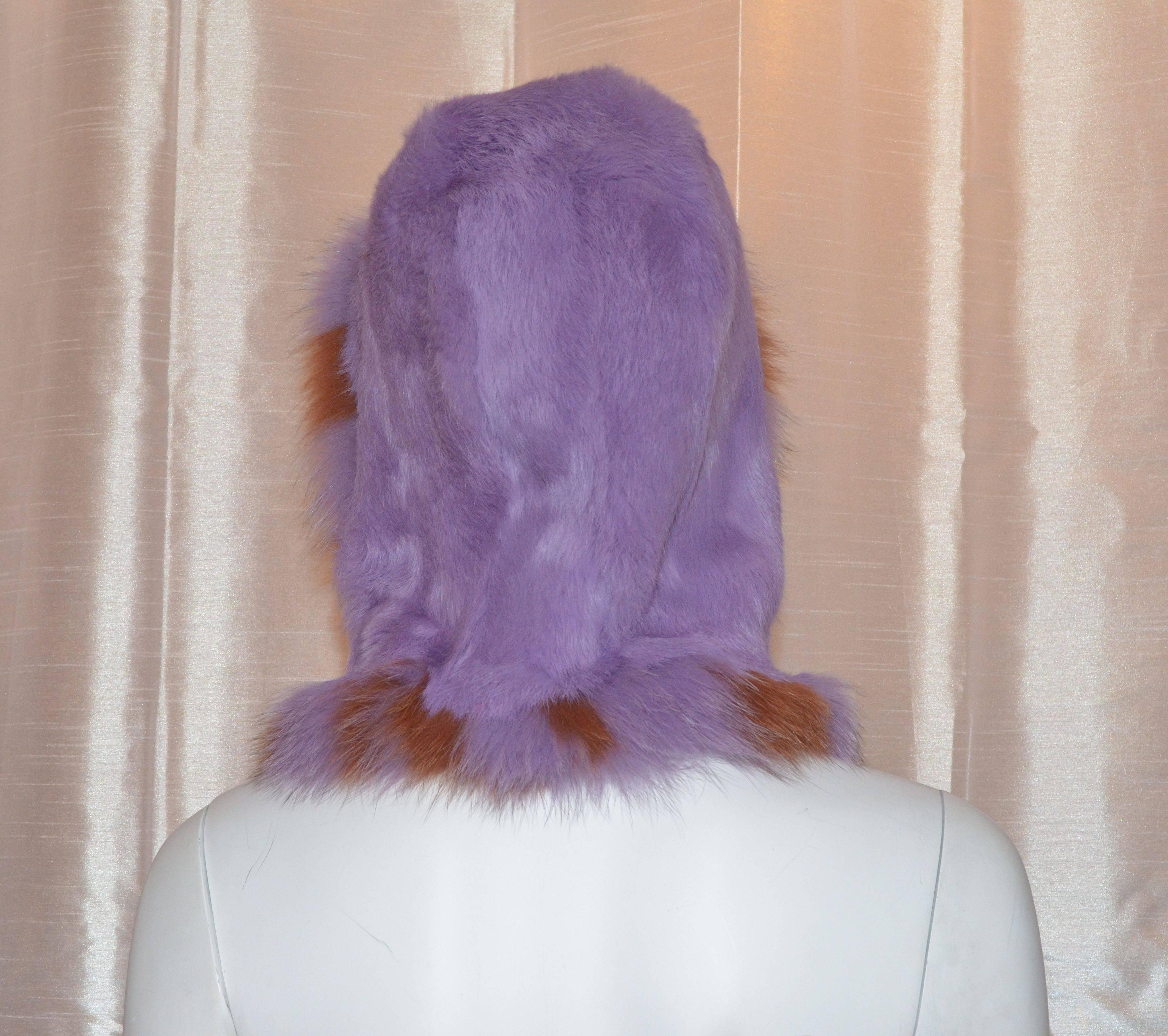 Gray Etro Dyed Fox & Lapin Fur Hat Hood