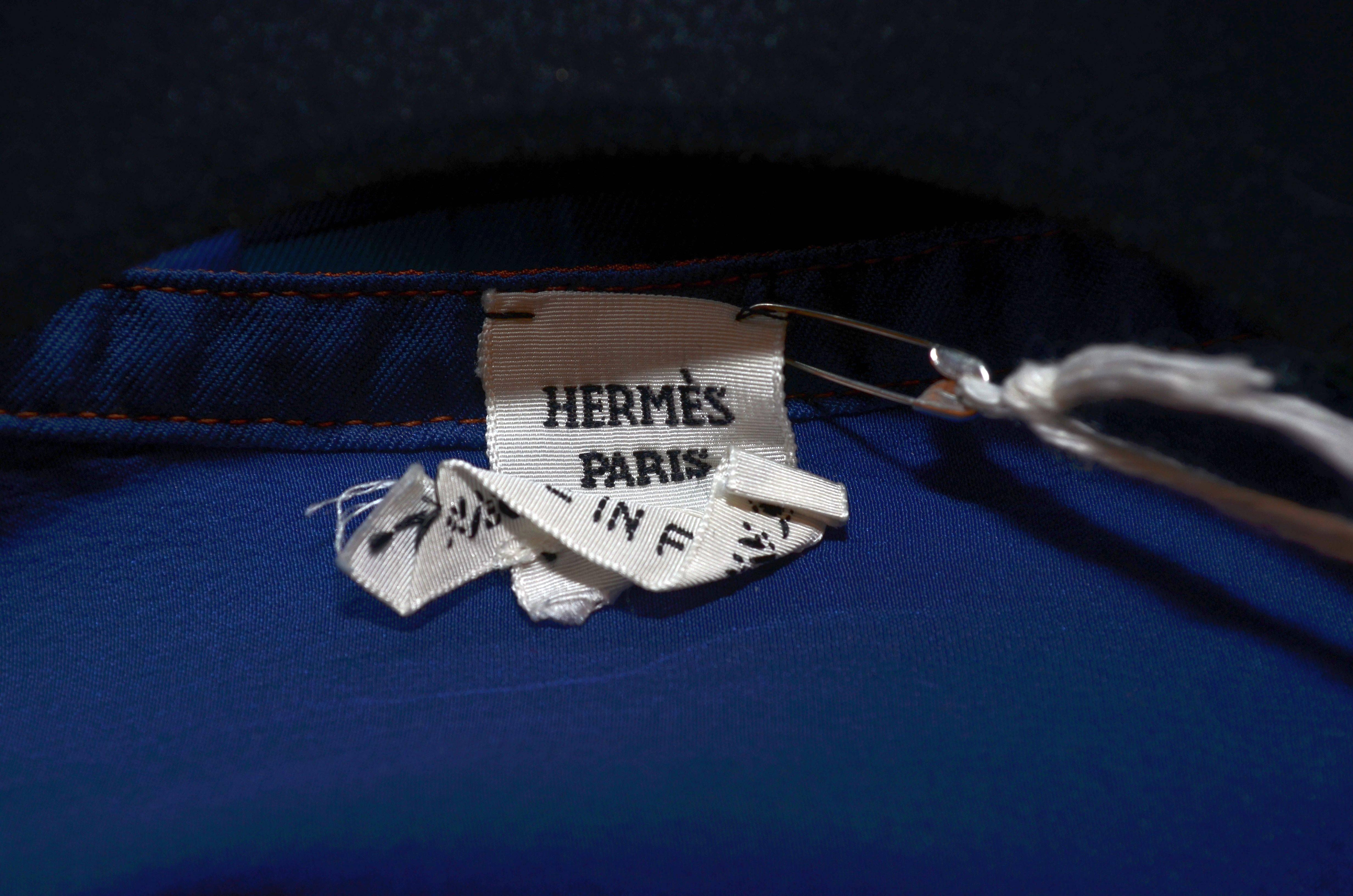 Women's Hermes Paris Silk Equestrian Print Button Up Blouse