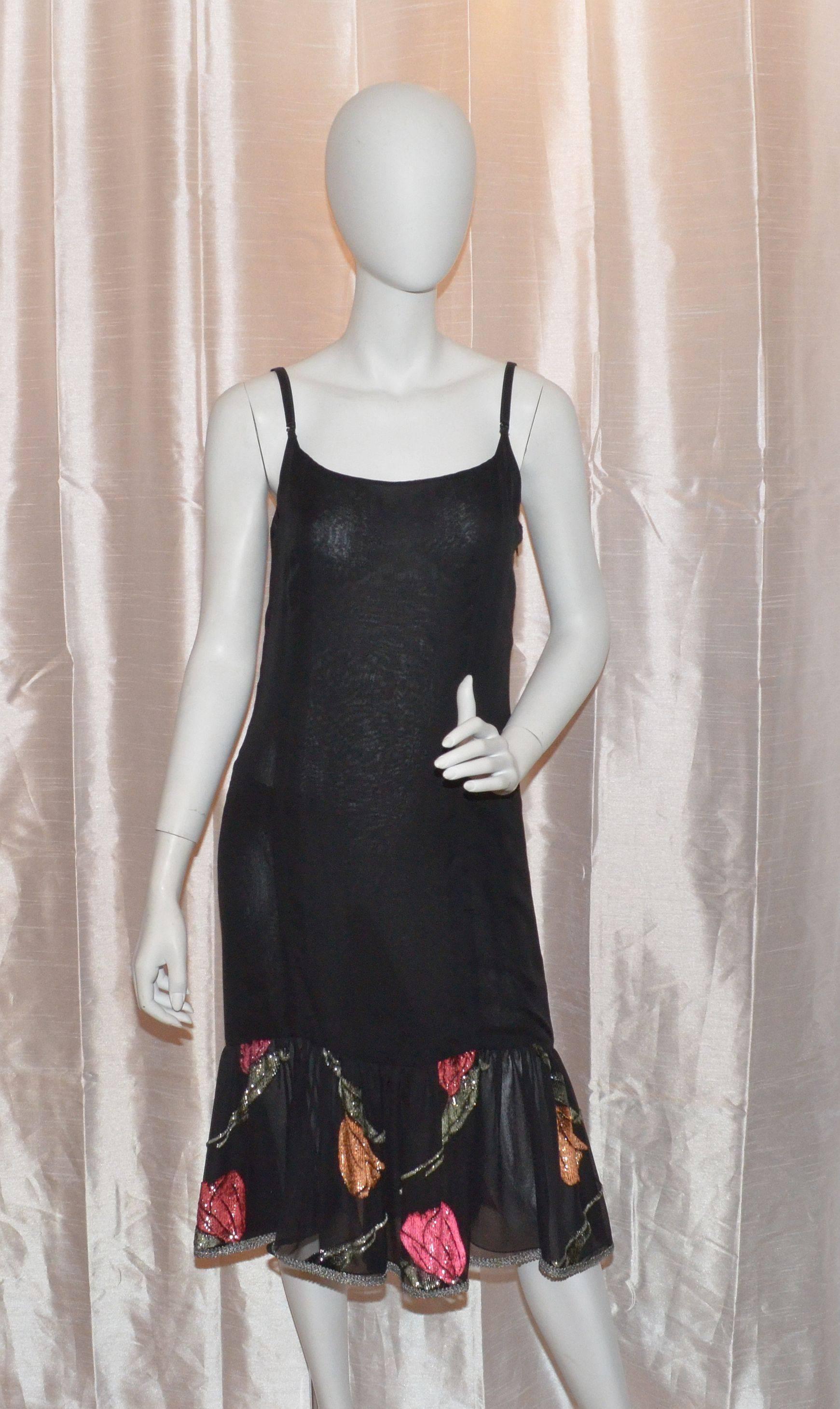 Pauline Trigere Cut Velvet Silk Chiffon Dress In Excellent Condition For Sale In Carmel, CA