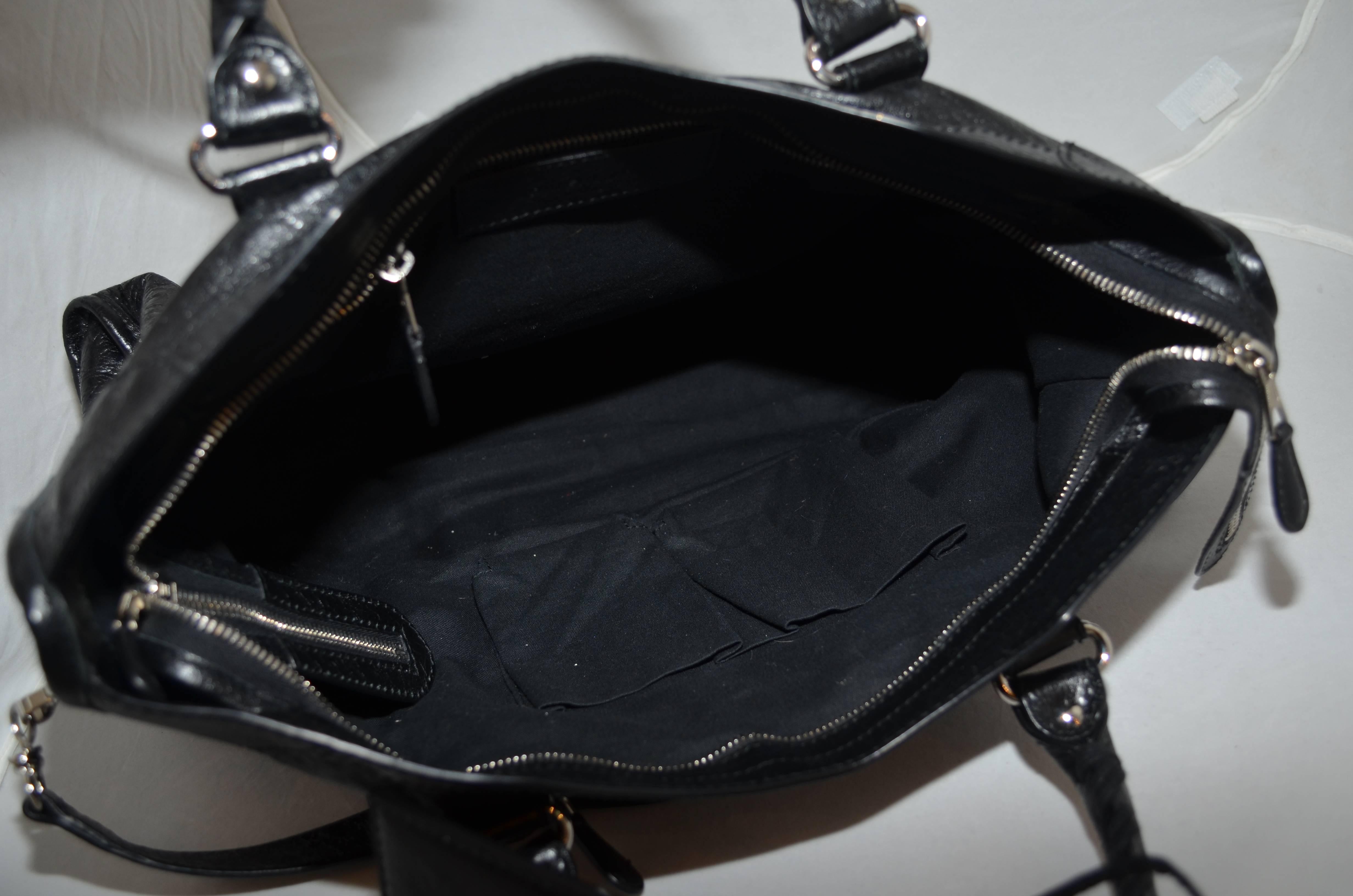 Balenciaga Black & Silver Motocross Giant 12 Leather City Bag In New Condition In Carmel, CA