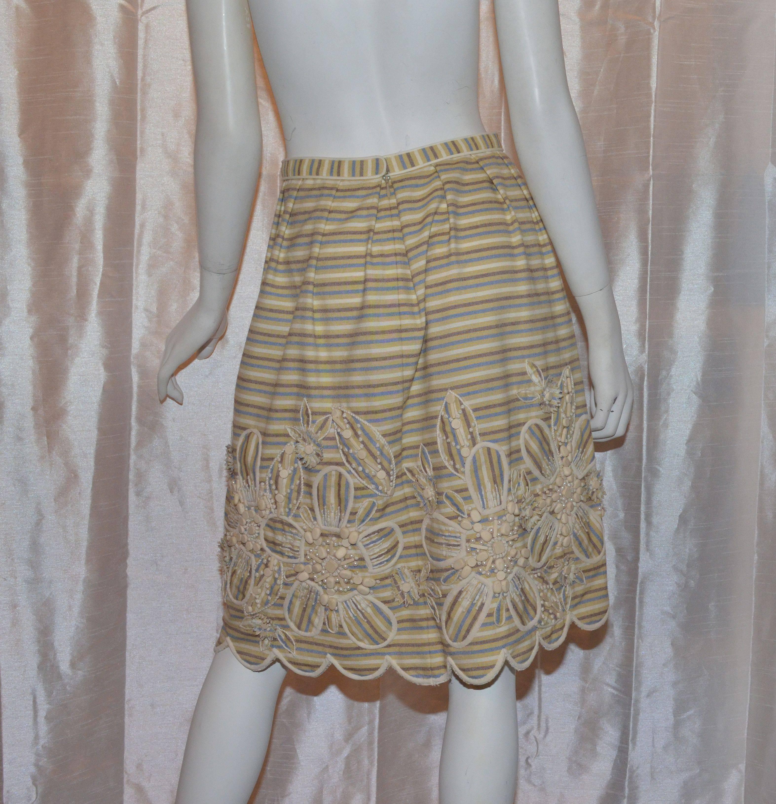 Brown Oscar de la Renta Spring 2007 Ready to Wear Beaded Silk Blend Skirt