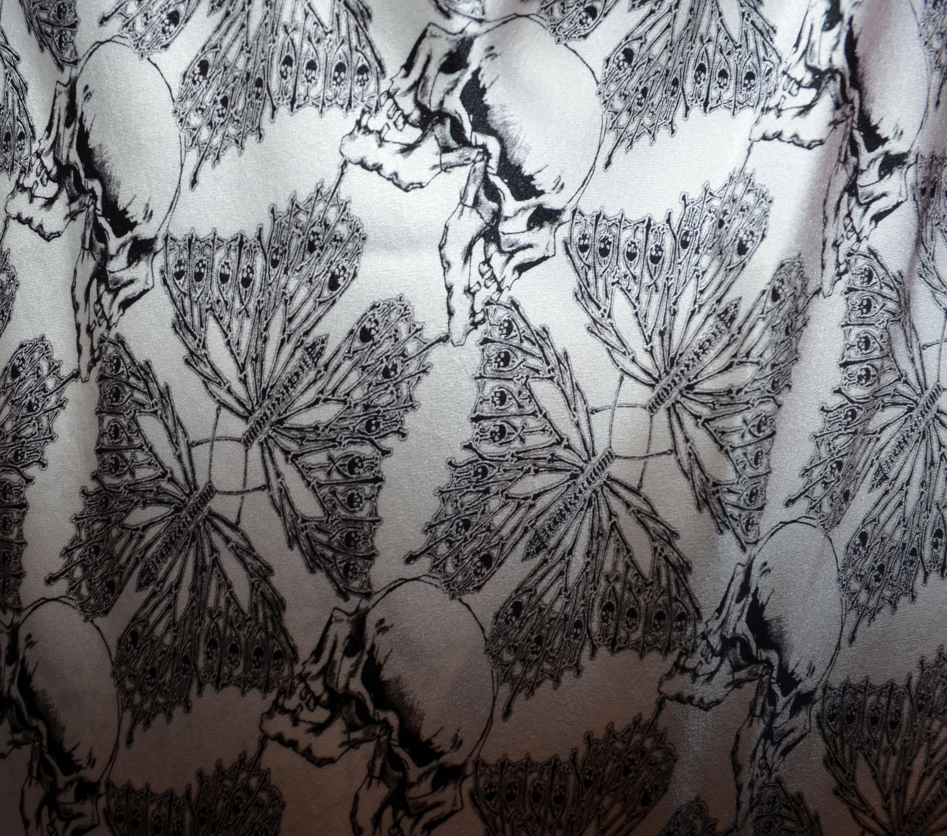 Thomas Wylde Butterfly and Skull Print One-Shoulder Gown In Excellent Condition In Carmel, CA