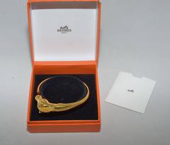 Hermes Paris Gold Plated Horse Head Bangle