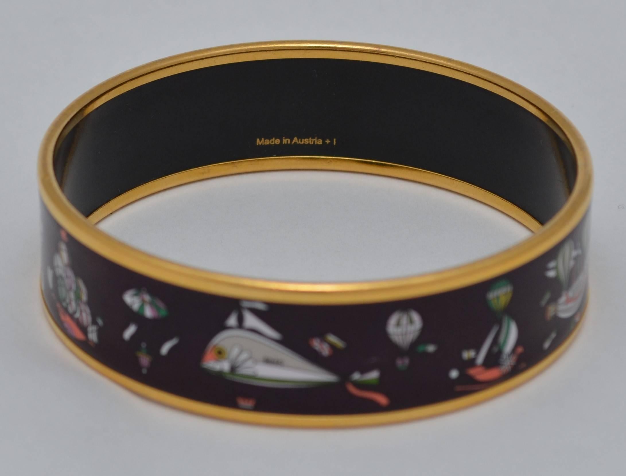 Hermes Paris Enamel Bangle Bracelet Small 62 In Excellent Condition In Carmel, CA