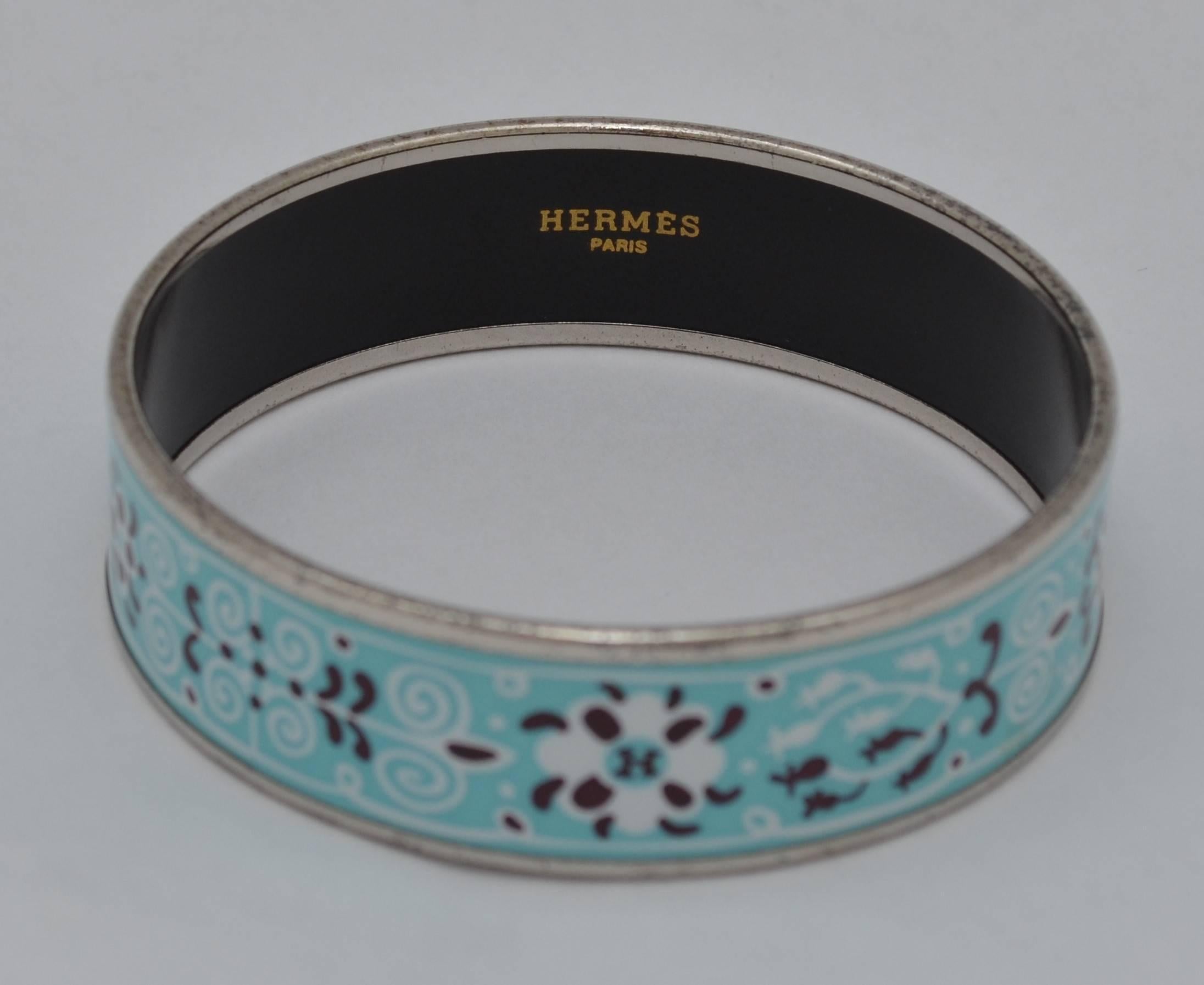 Hermes Paris Turquoise Enamel Bangle Size 70 Large 1