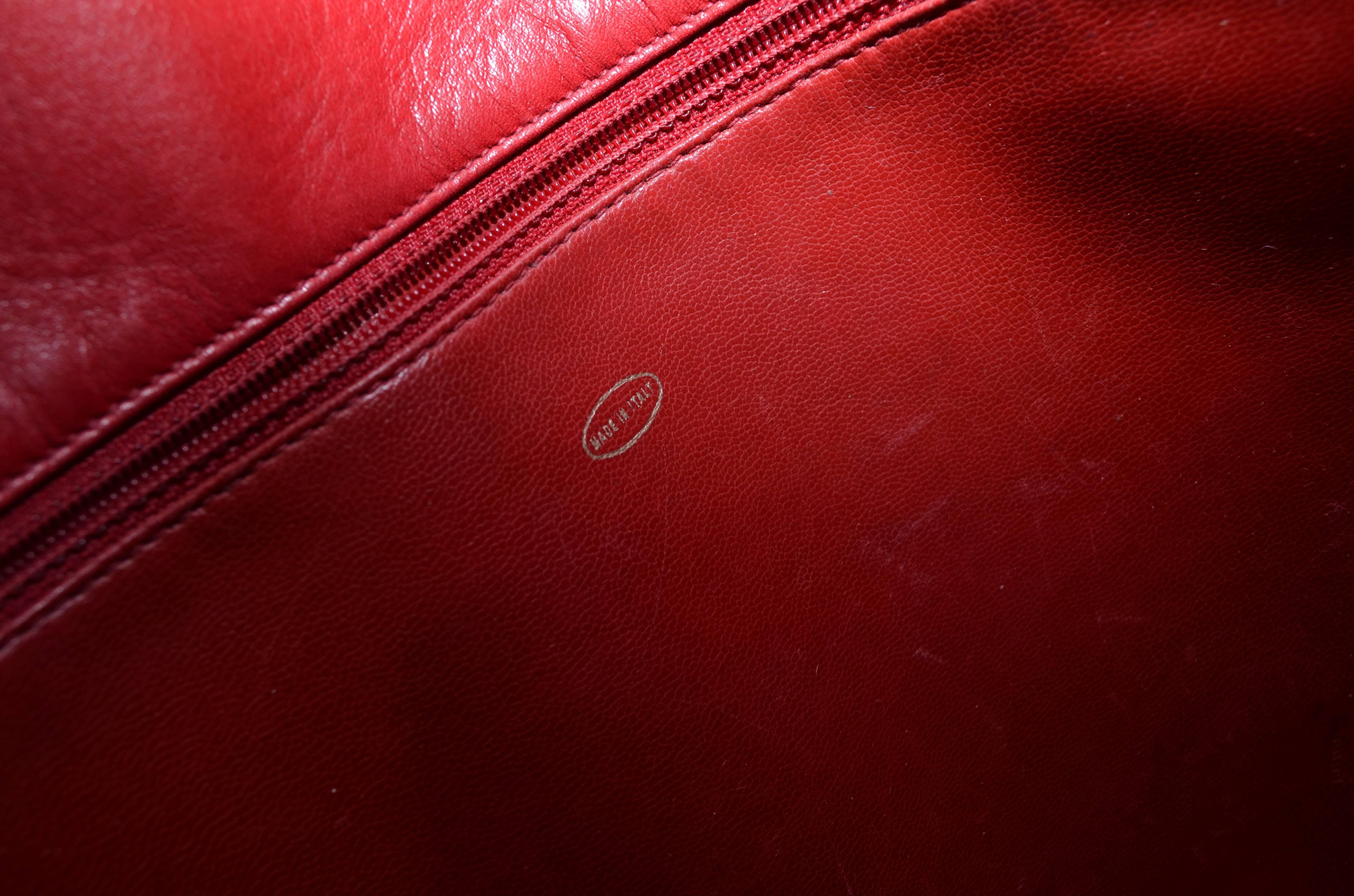 Chanel Red Leather VL Vintage Tote  5