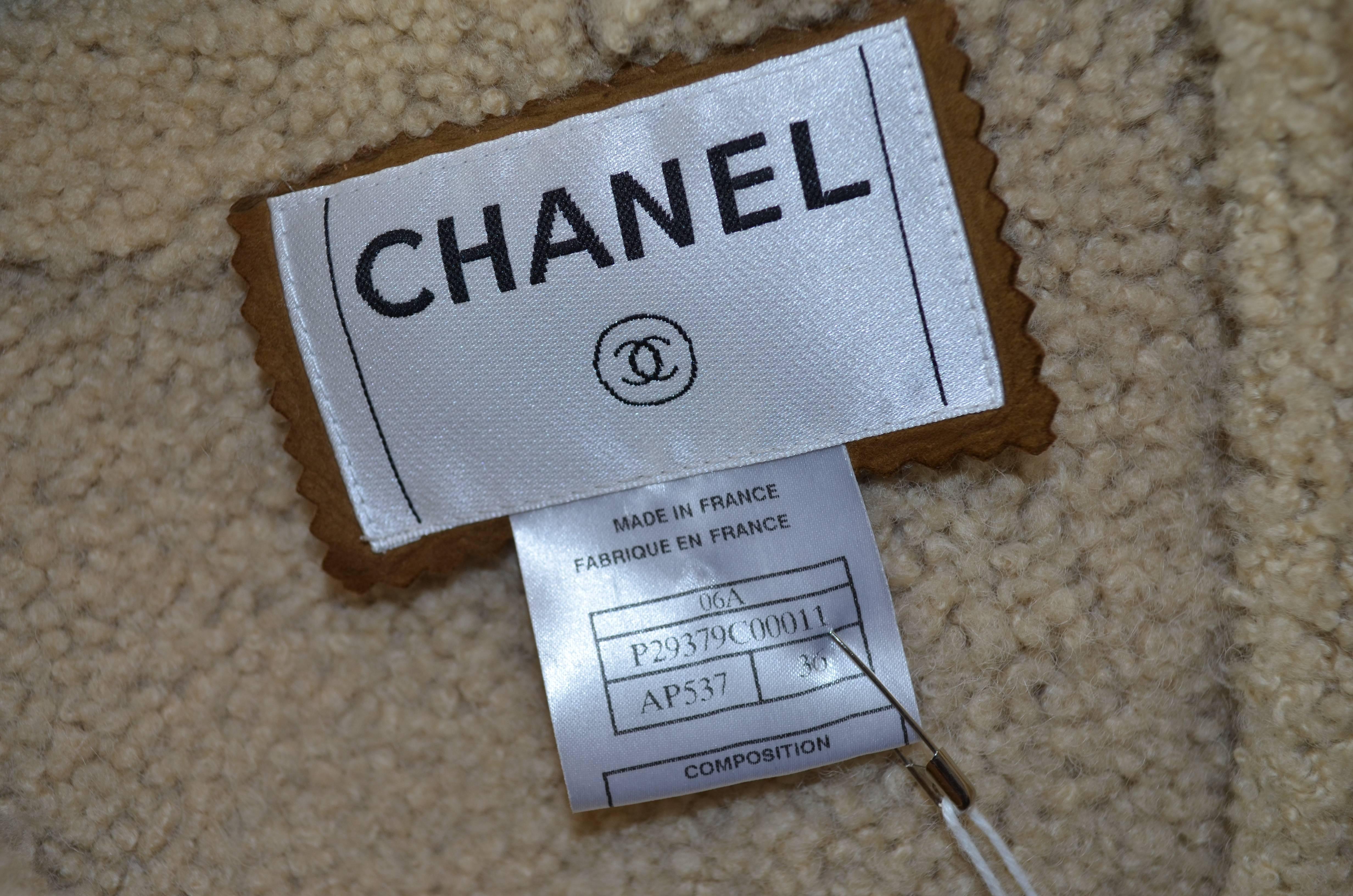Chanel 2006A Shearling Coat with Hood In Excellent Condition In Carmel, CA