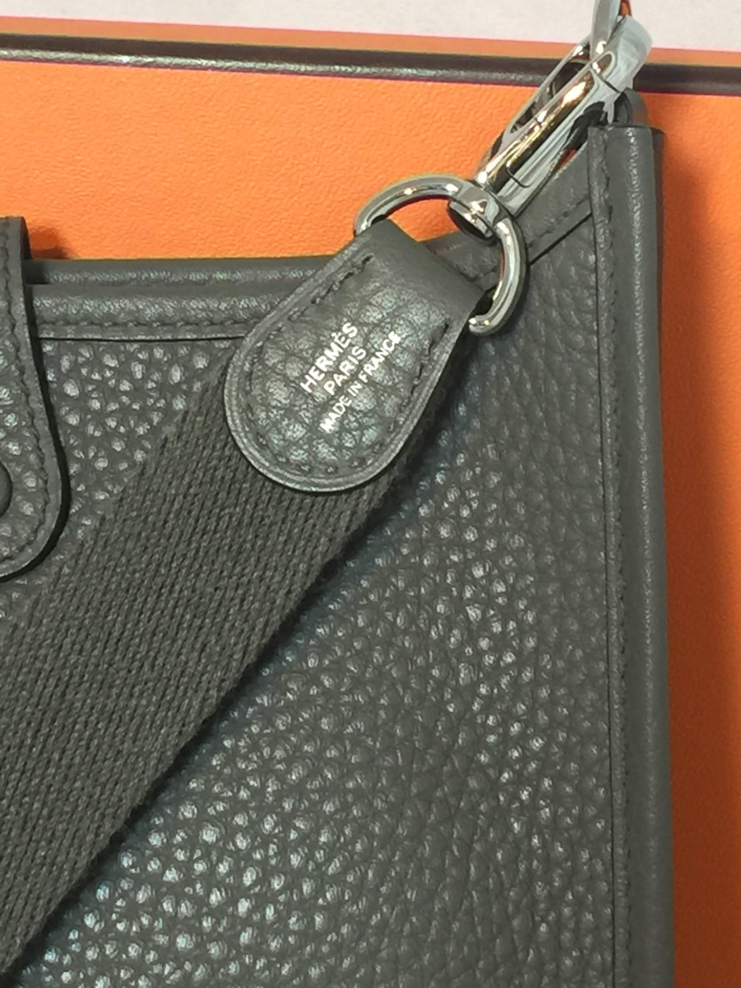 Hermes TPM Mini Evelyne Bag in Etain Clemence In New Condition In Carmel, CA