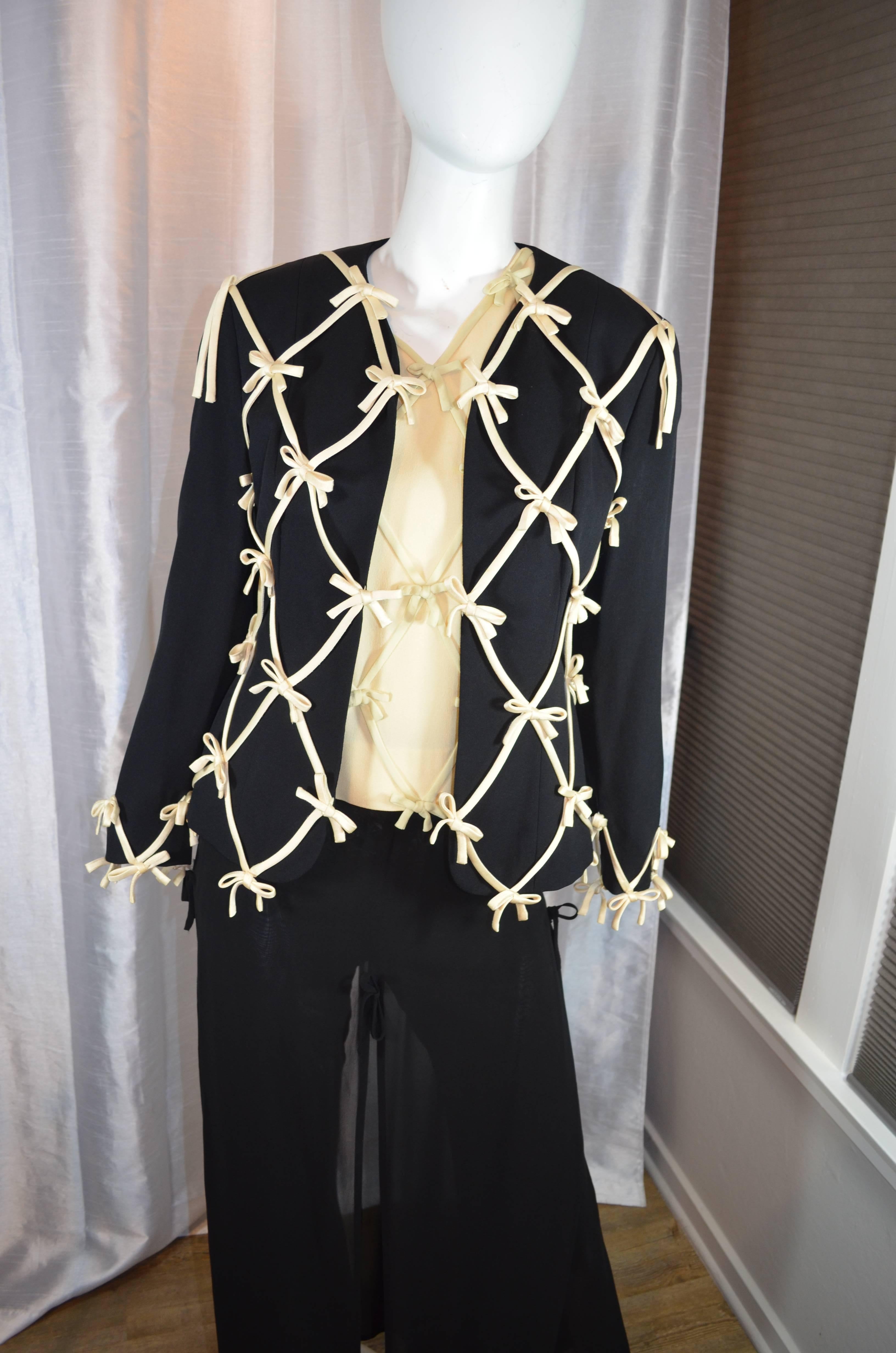Moschino Cheap and Chic Bow Embellished Pants Suit In Excellent Condition In Carmel, CA