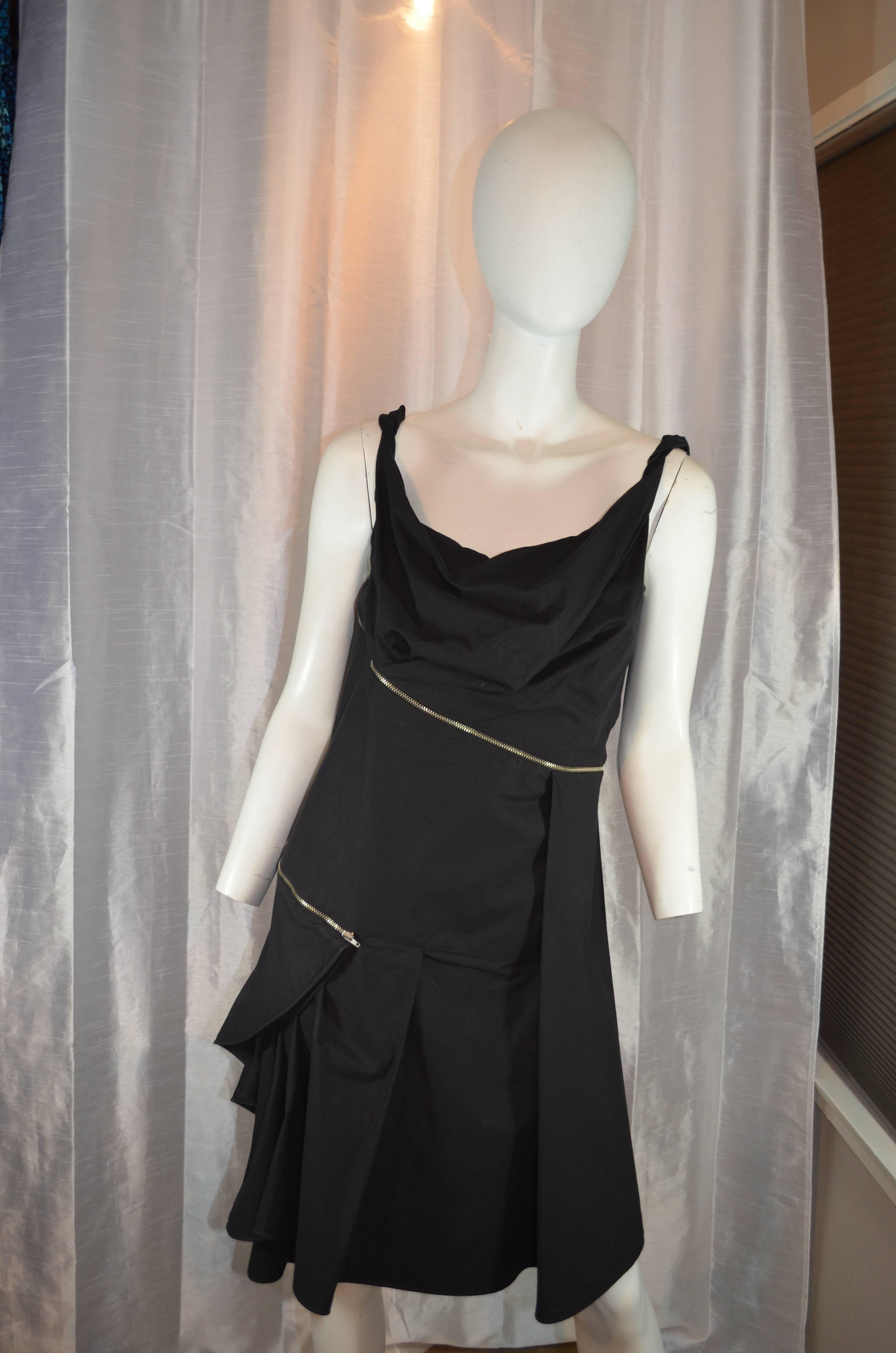 Hussein Chalayan Black Zippered Mini Sun Dress In Excellent Condition In Carmel, CA