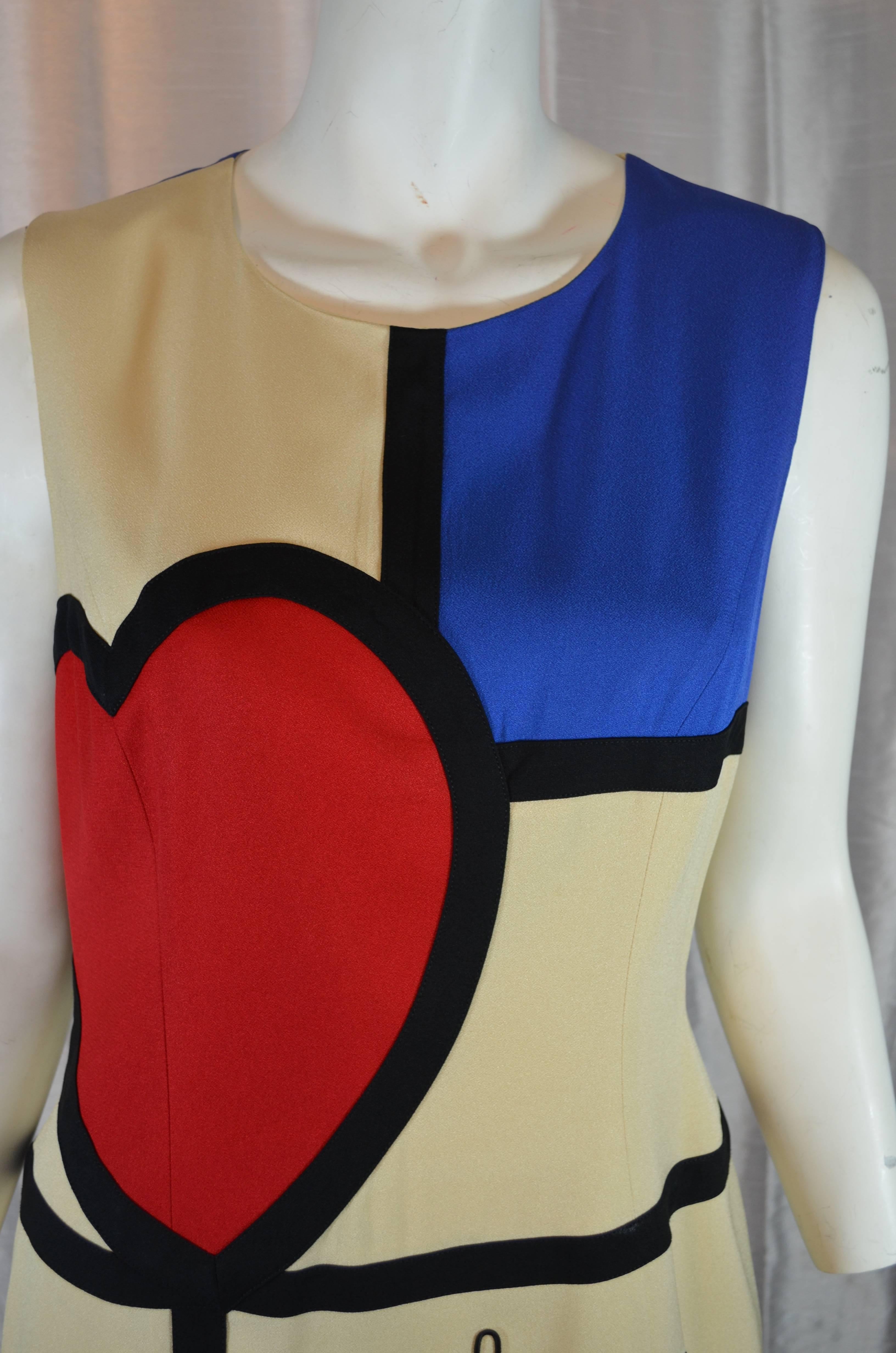 Brown Moschino Art is Love Mondrian Dress