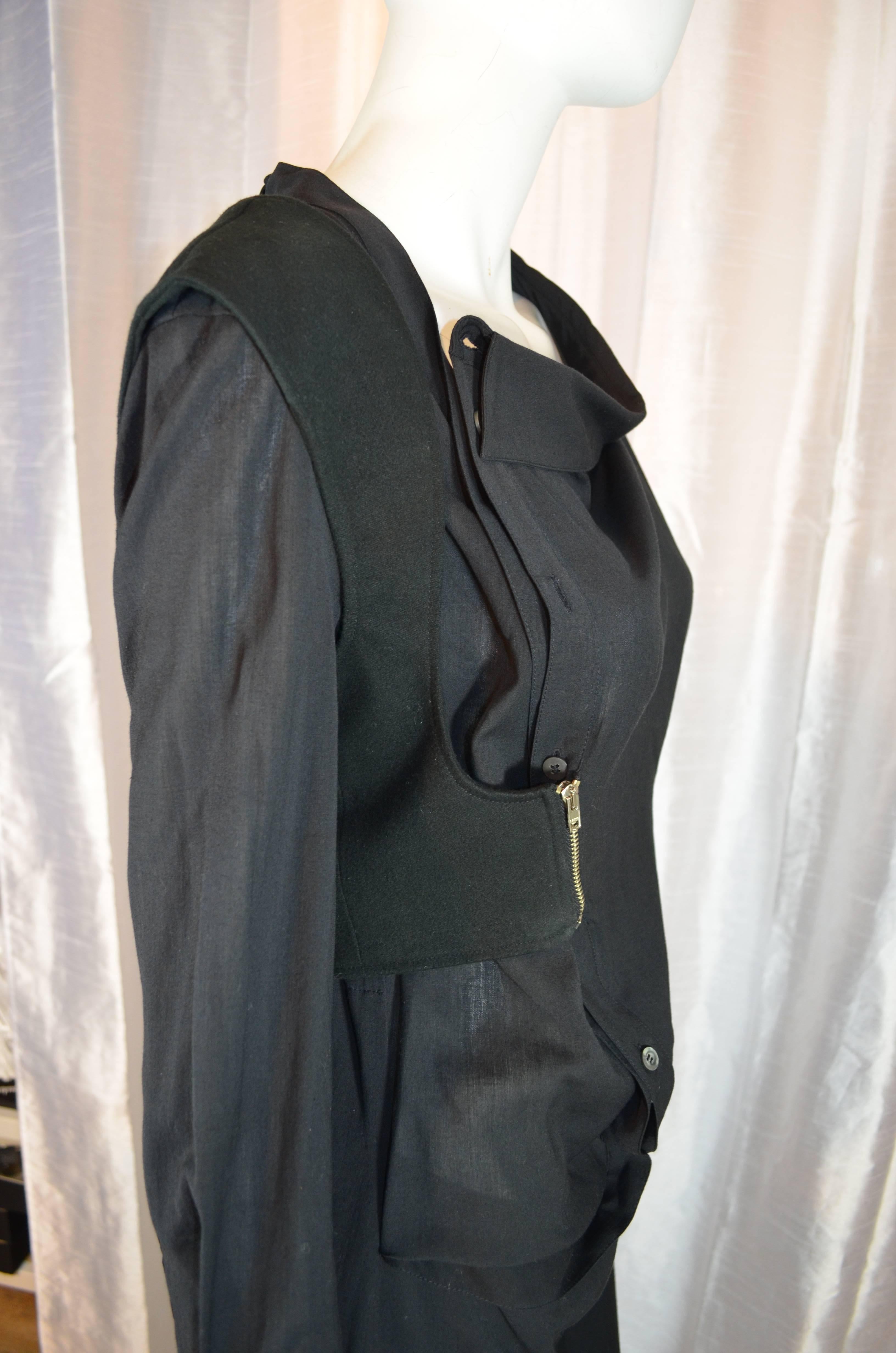 Hussein Chalayan Black Dress with Zippered Vest 2