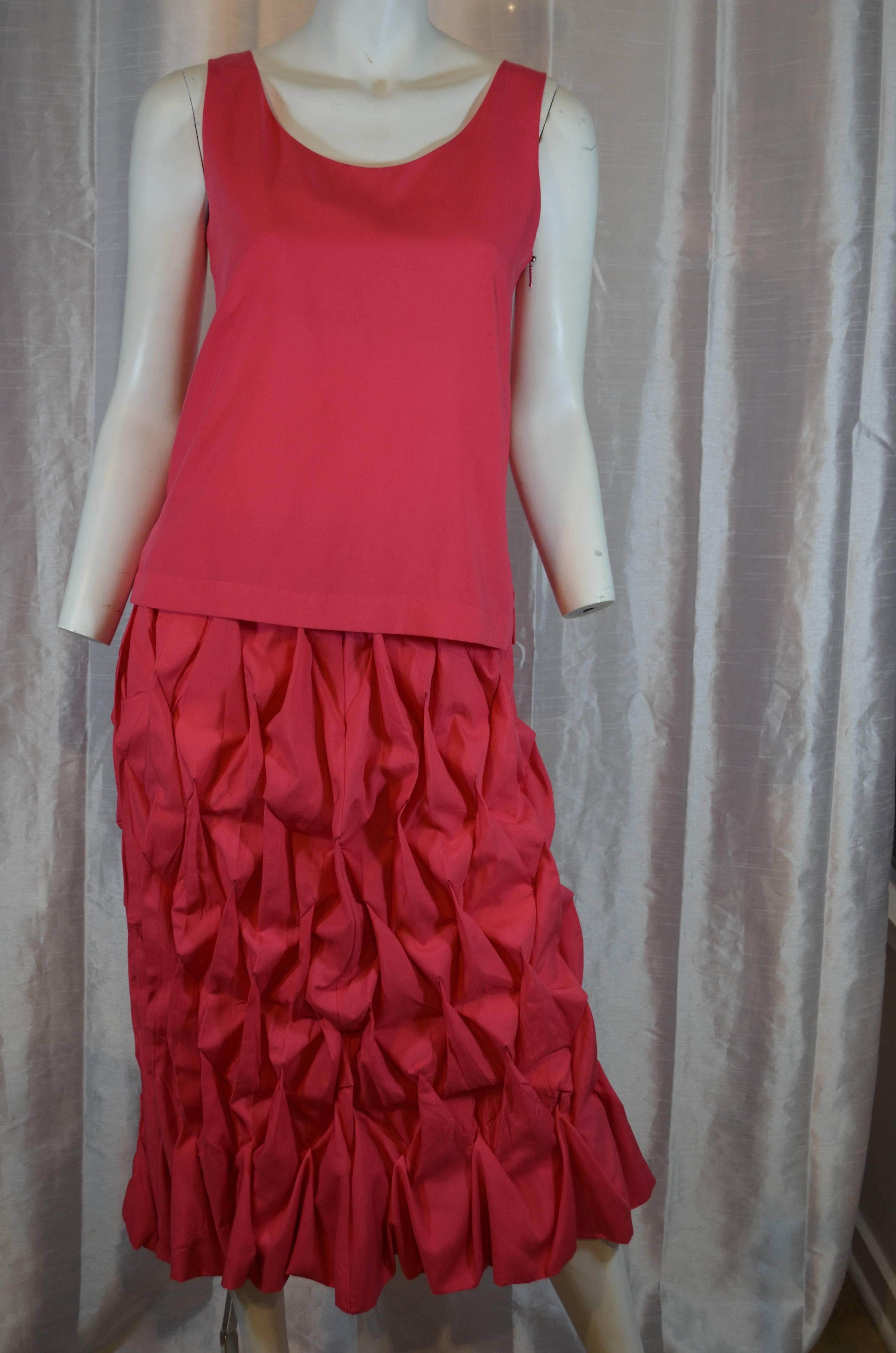 Issey Miyake Pink Skirt Set In Good Condition For Sale In Carmel, CA