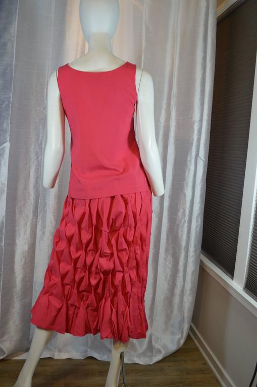 Issey Miyake Permanente creased pink cotton layered skirt or tube dress - M S
