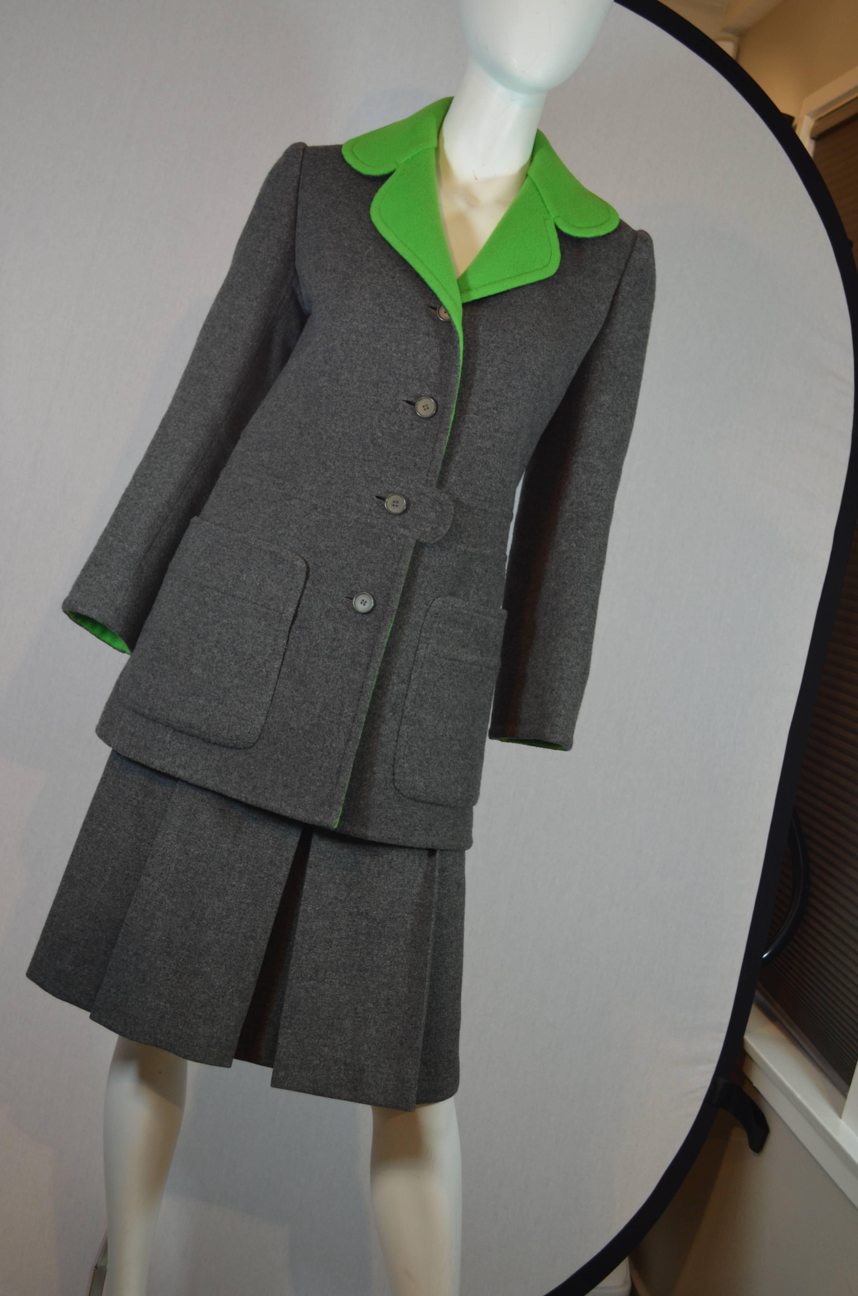 Christian Dior 1972 Demi-Couture Skirt Suit Grace Kelly In Excellent Condition In Carmel, CA