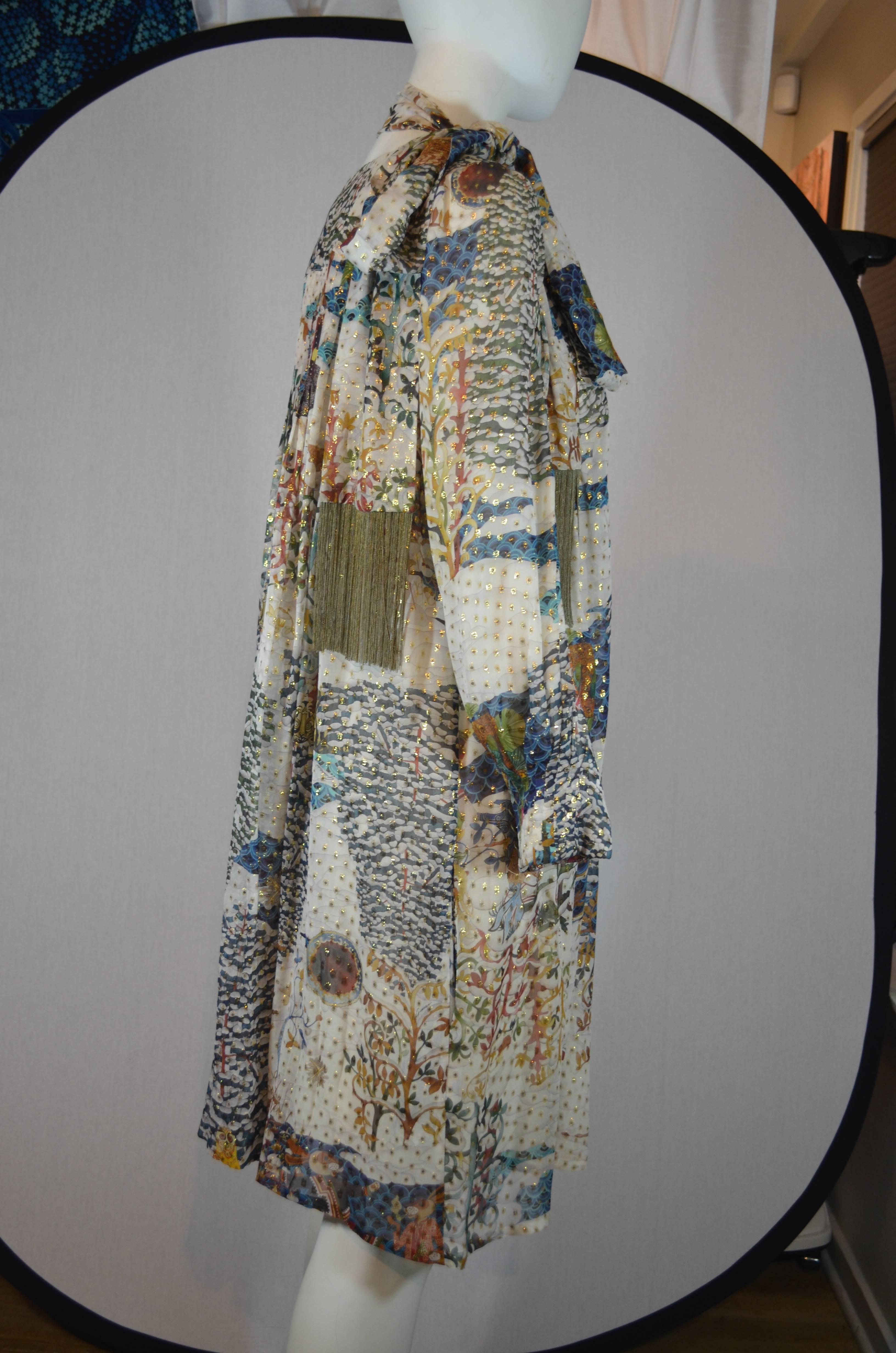 Gucci 2008 Animal / Forest Print Silk Chiffon Dress and Scarf In Excellent Condition In Carmel, CA