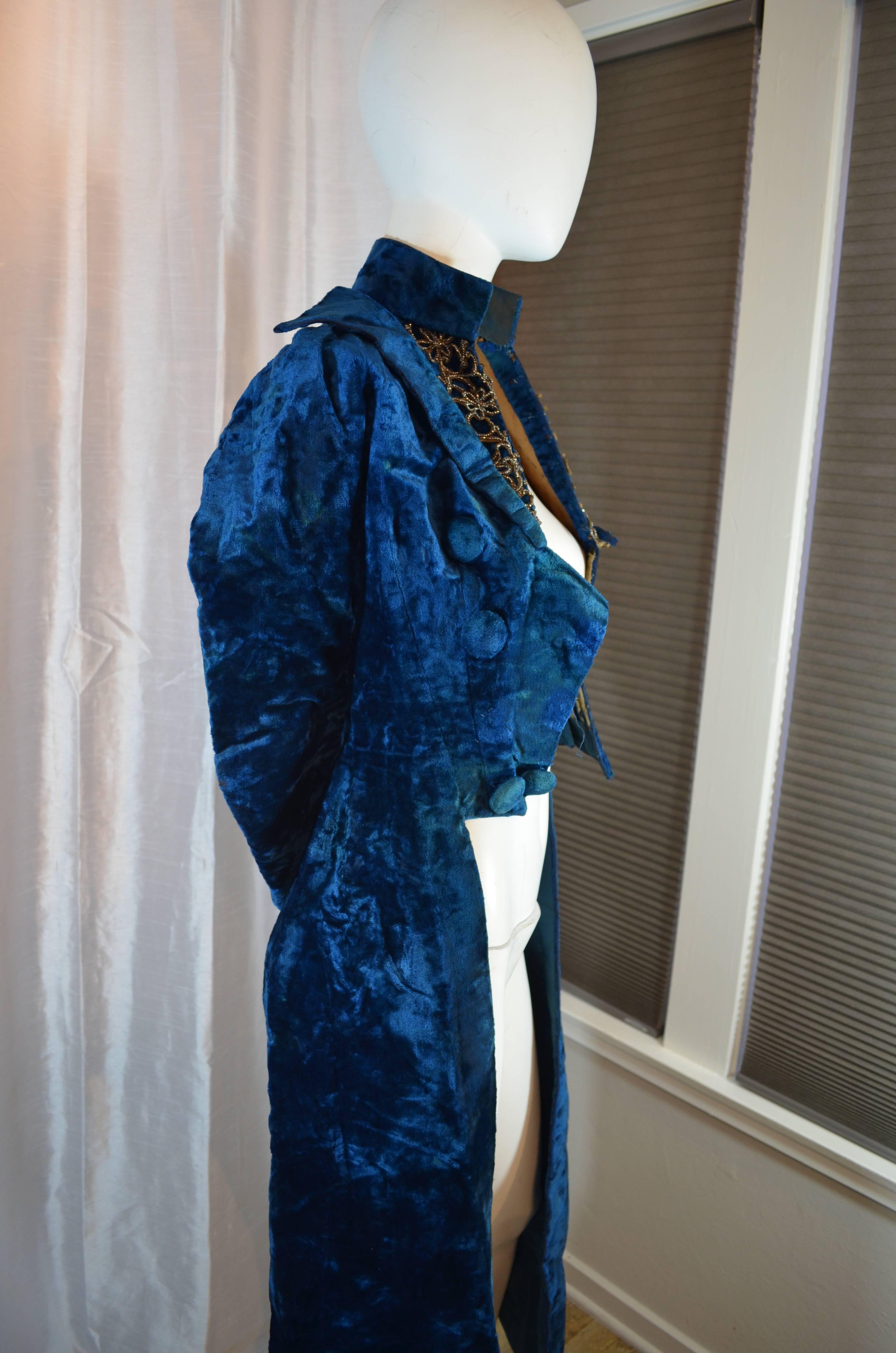 Victorian Blue Silk Velvet Jacket 1