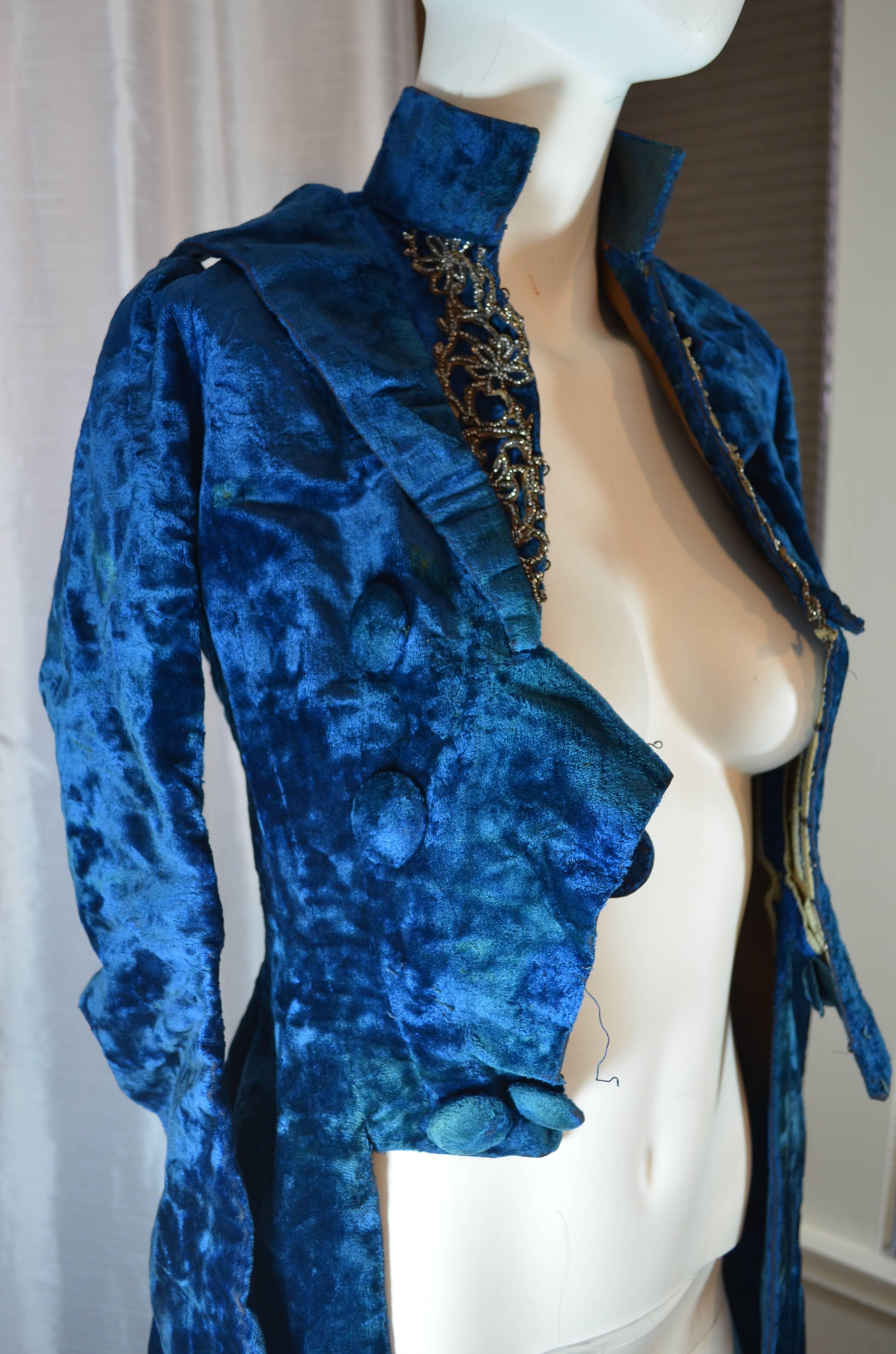 Victorian Blue Silk Velvet Jacket 2