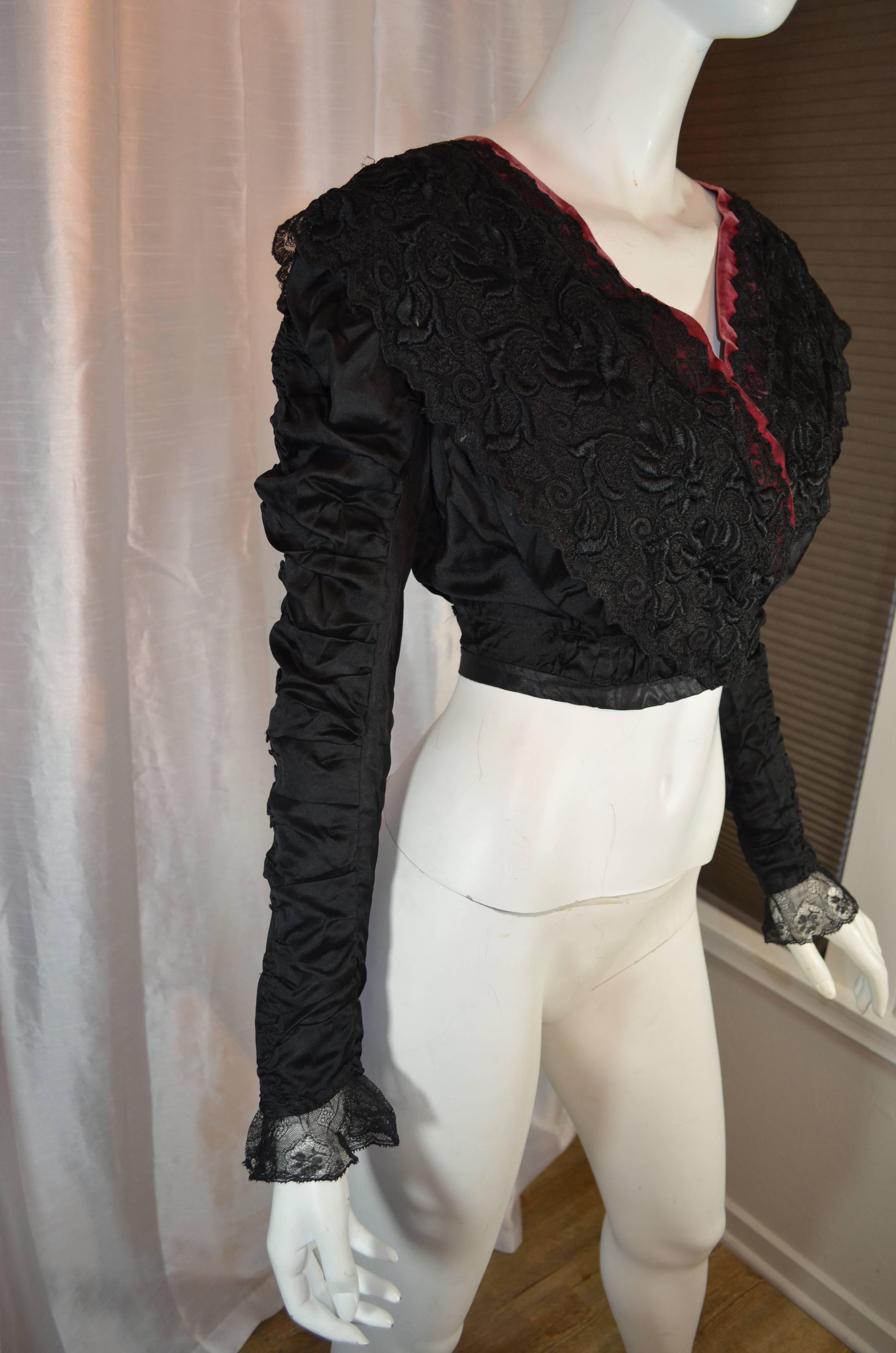 Black Victorian Lace Blouse In Good Condition In Carmel, CA