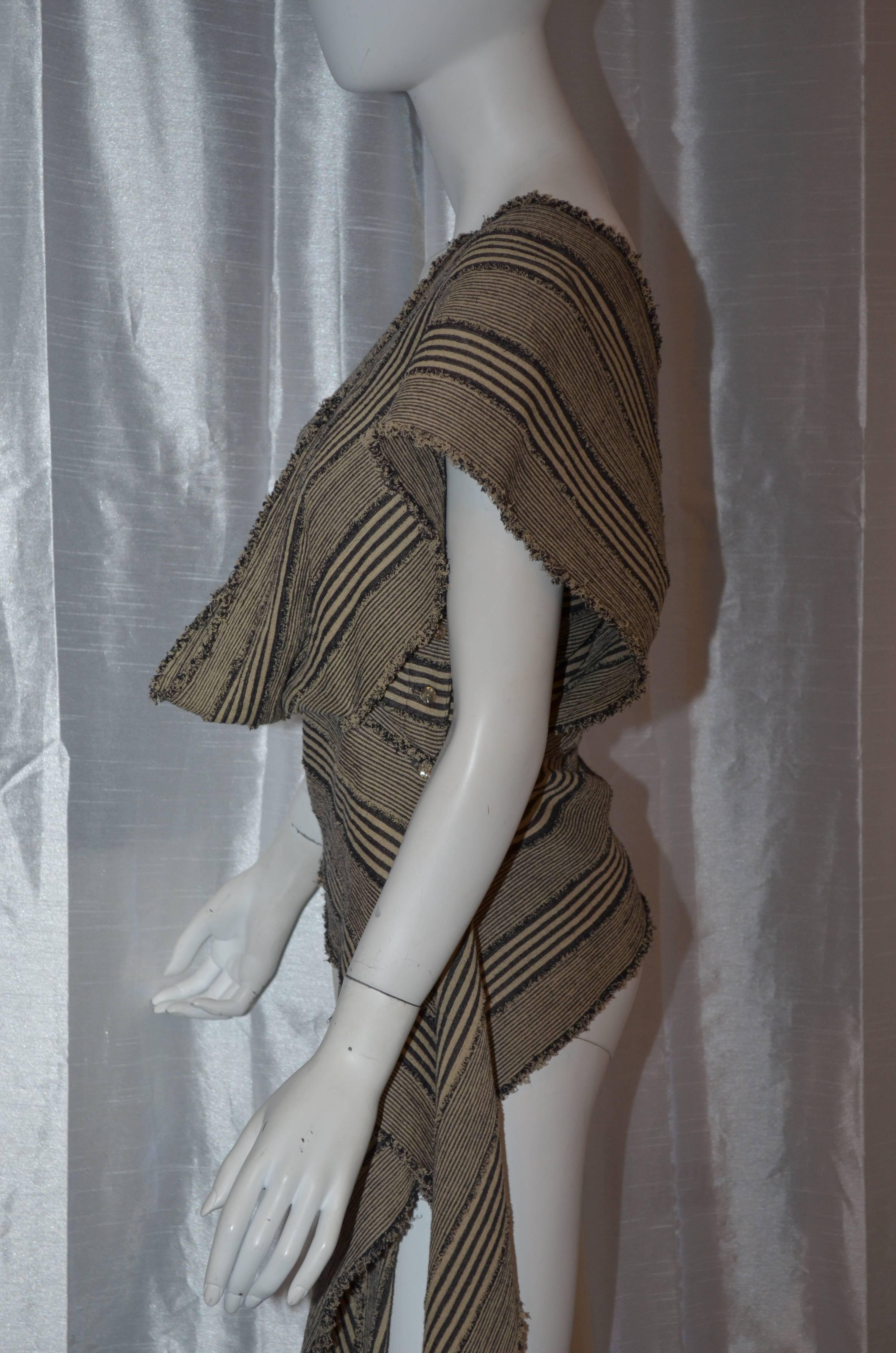 Women's or Men's 1970s Issey Miyake Striped Cotton Top