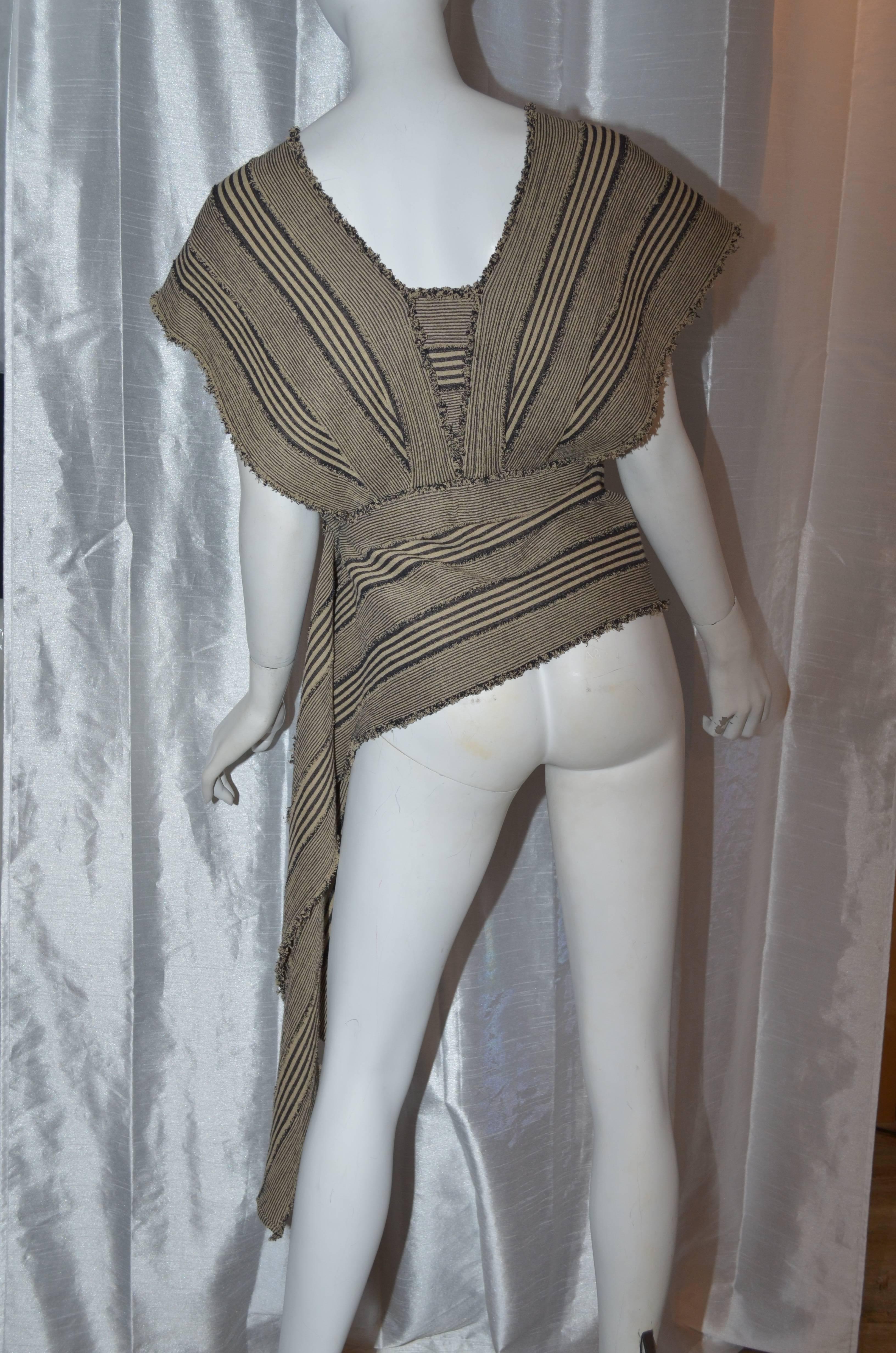 1970s Issey Miyake Striped Cotton Top 1