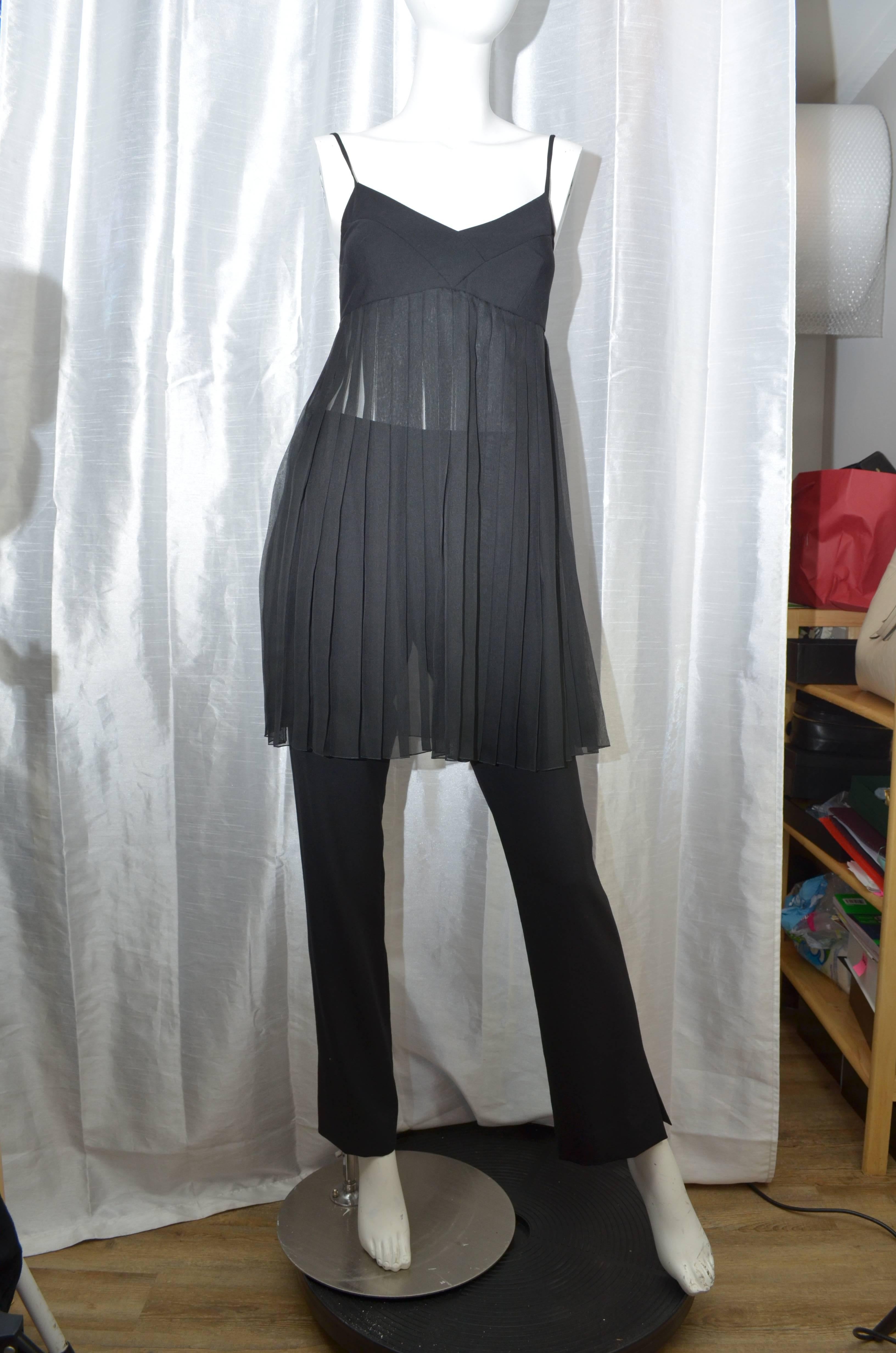 Chanel Black Pant Suit, Spring 2001 In Excellent Condition In Carmel, CA
