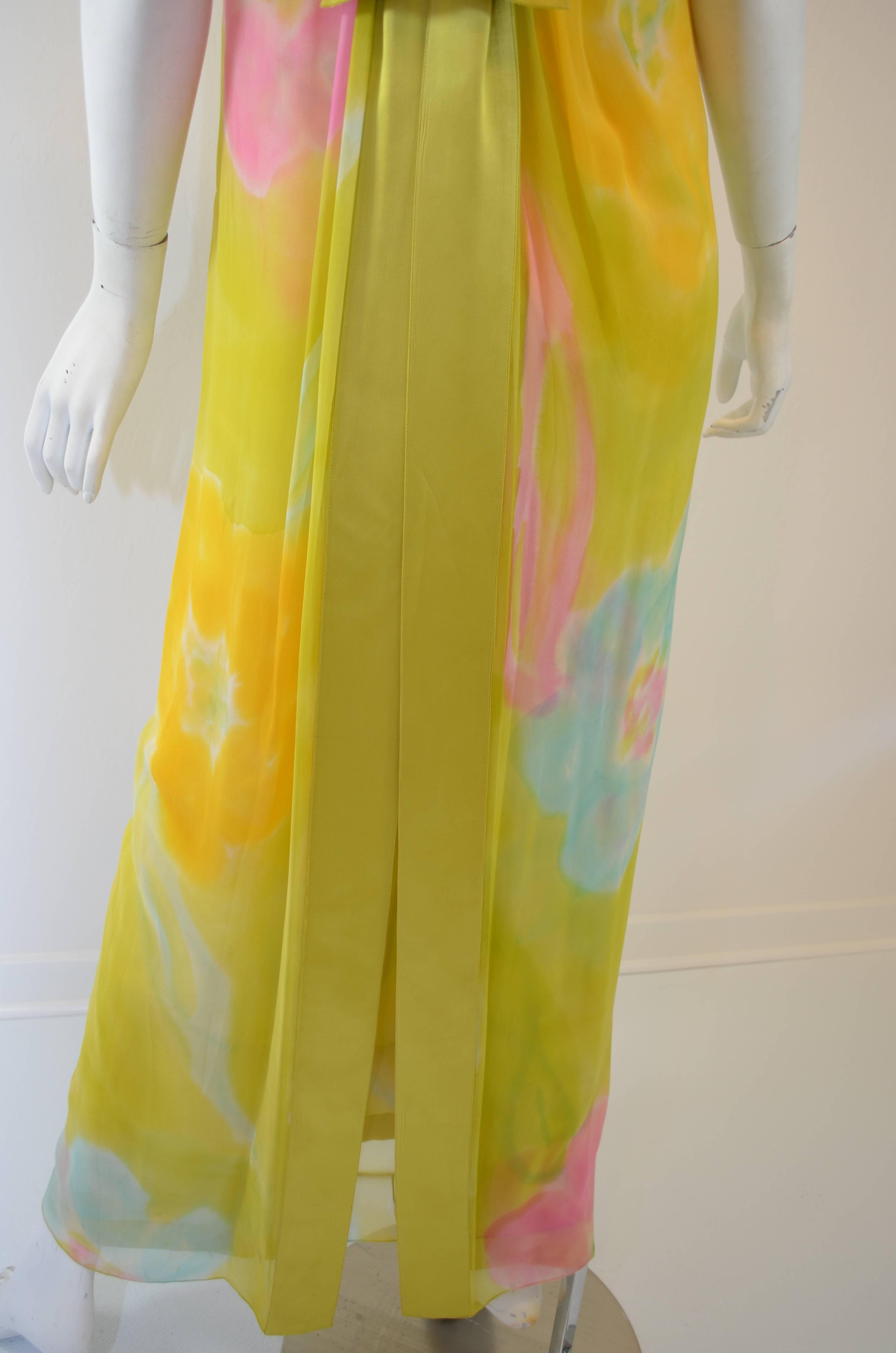 Women's Sarmi 1960's Chiffon Strapless Evening Gown