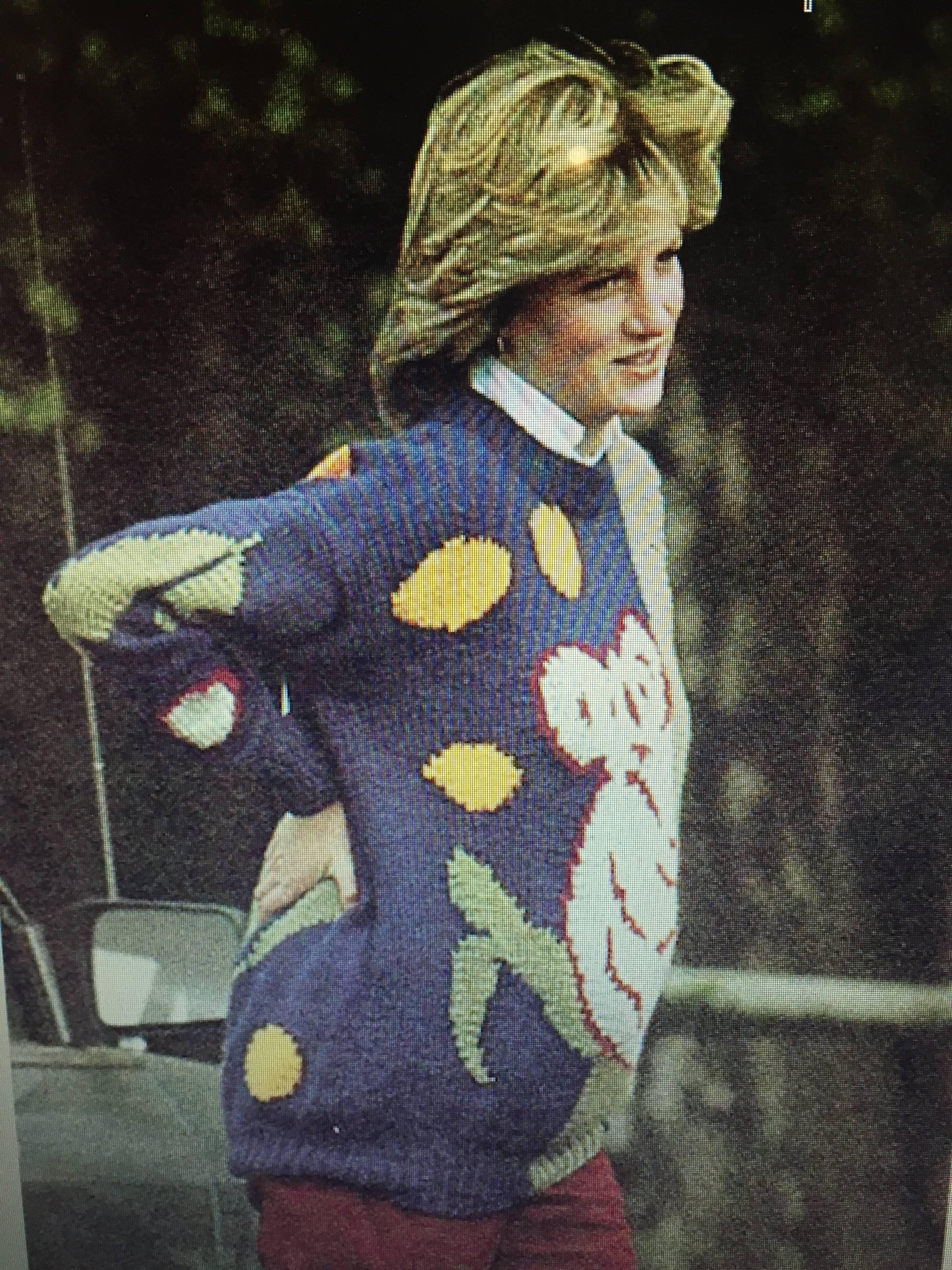 Made famous by Princess Diana who wore this sweater at a polo match to cover her growing bump when she was pregnant with Prince William. This well cared for vintage sweater from 1981 is perfect for collectors of the past and fashion lovers of the