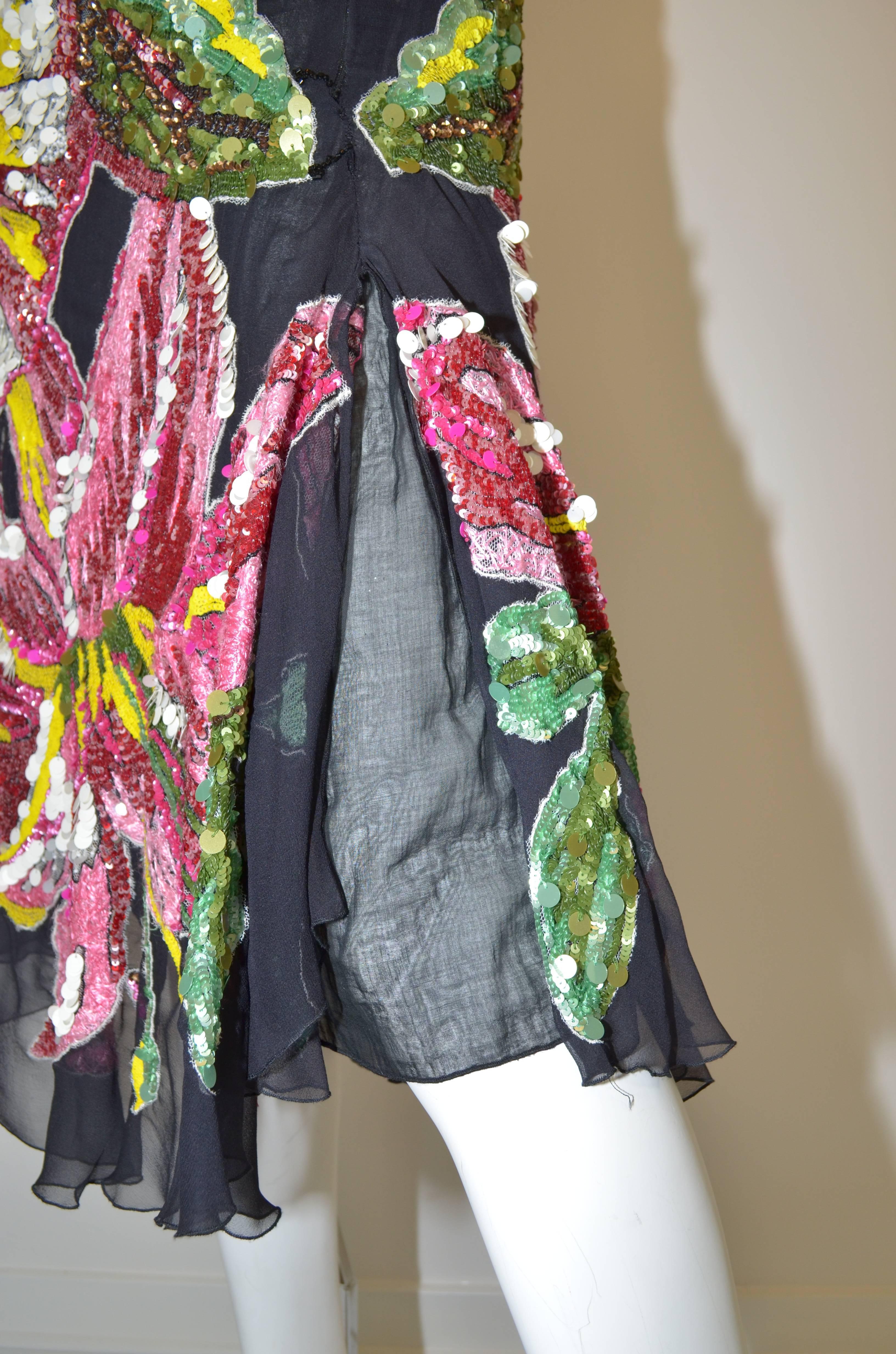 Amen Multi-Colored Sequins Floral Skirt 1