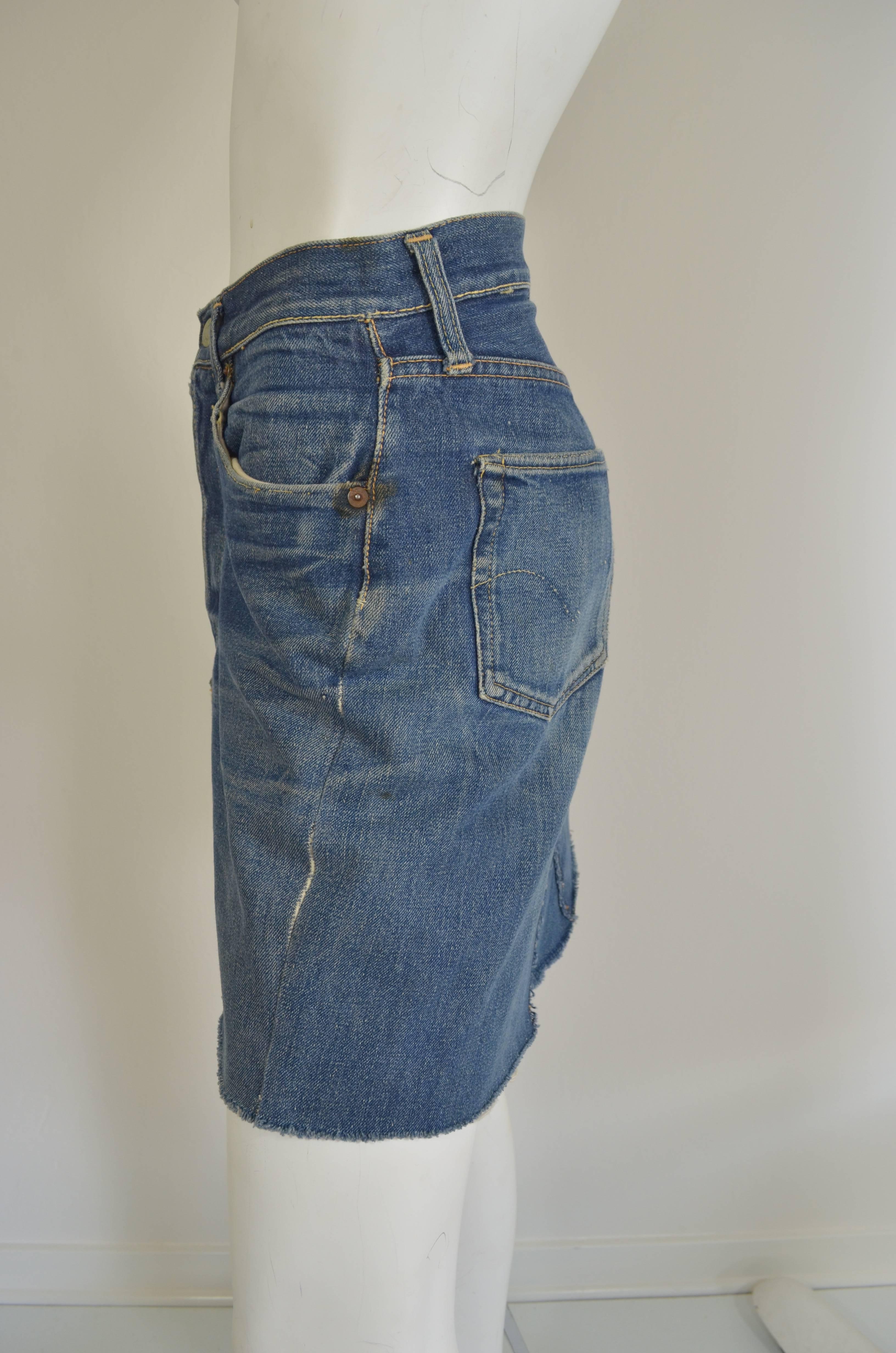 Gray Levis 1950's 501 Hidden Rivet Indigo Denim Mini Skirt